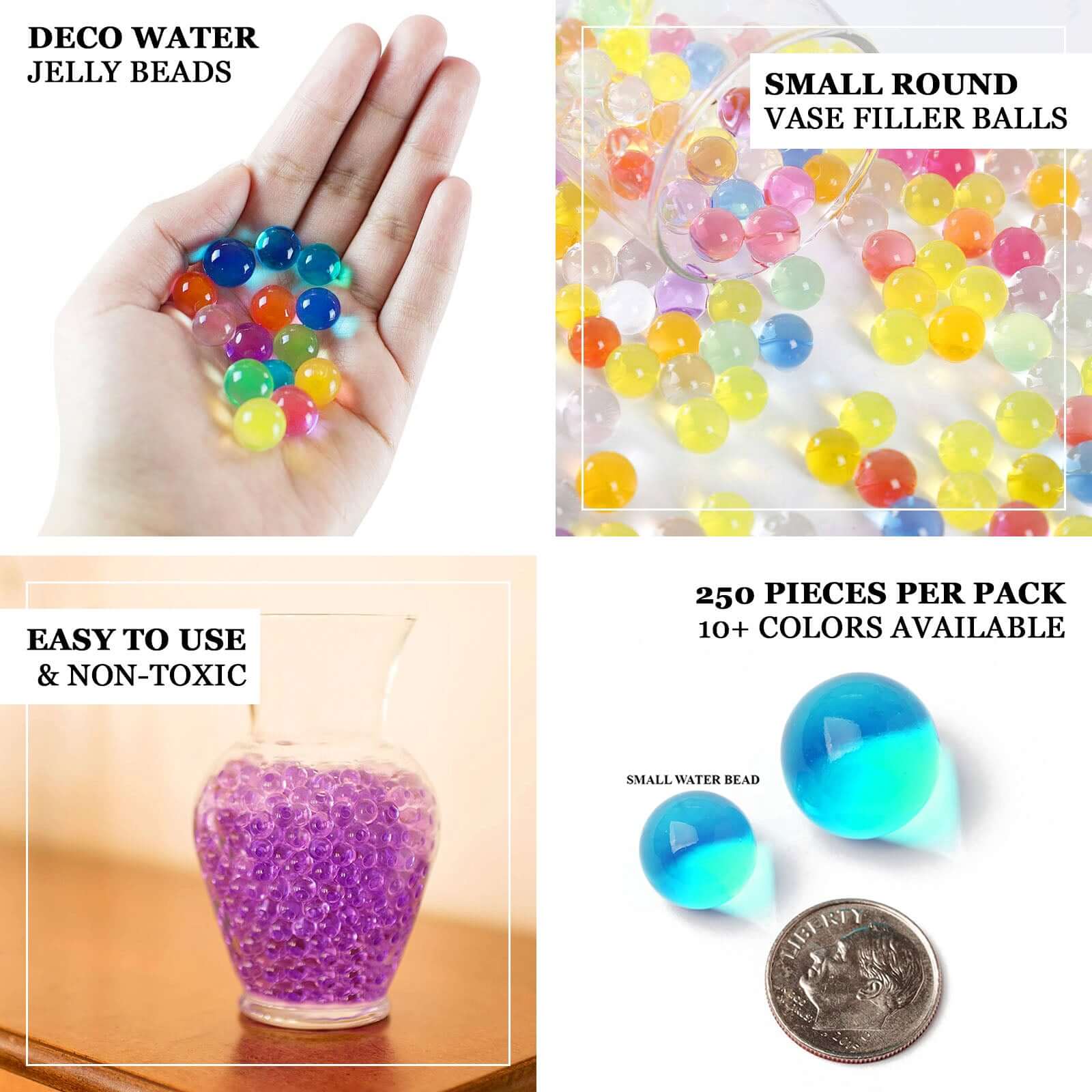200-250 Pcs Water Gel Beads Vase Filler Clear - Small Nontoxic Jelly Balls - Image 3