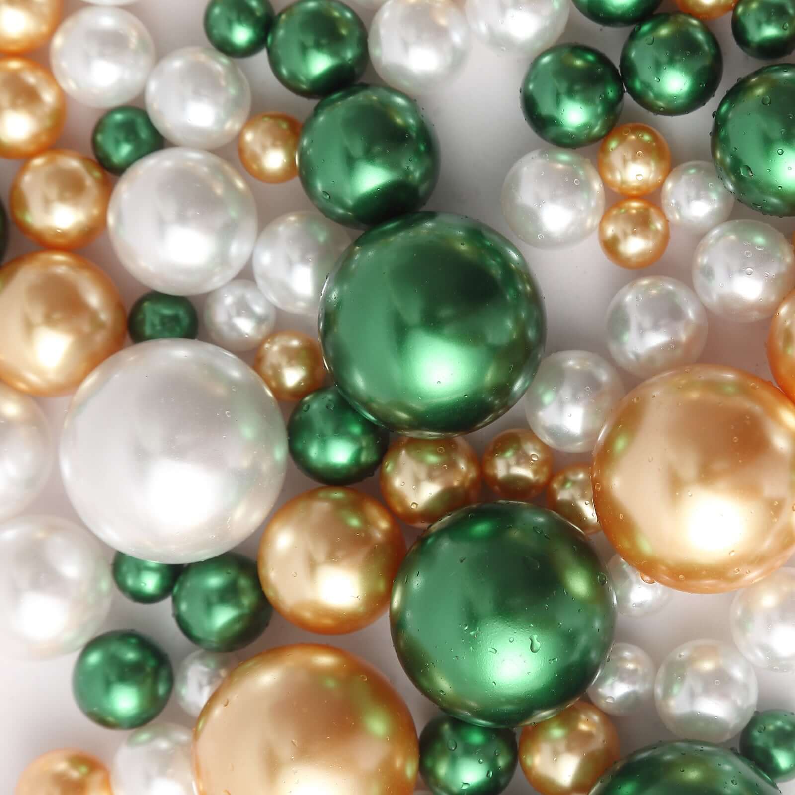 200Pcs Assorted Pearl Beads Vase Fillers in Green, Gold and White, Lustrous DIY Craft Bead Set - Image 8