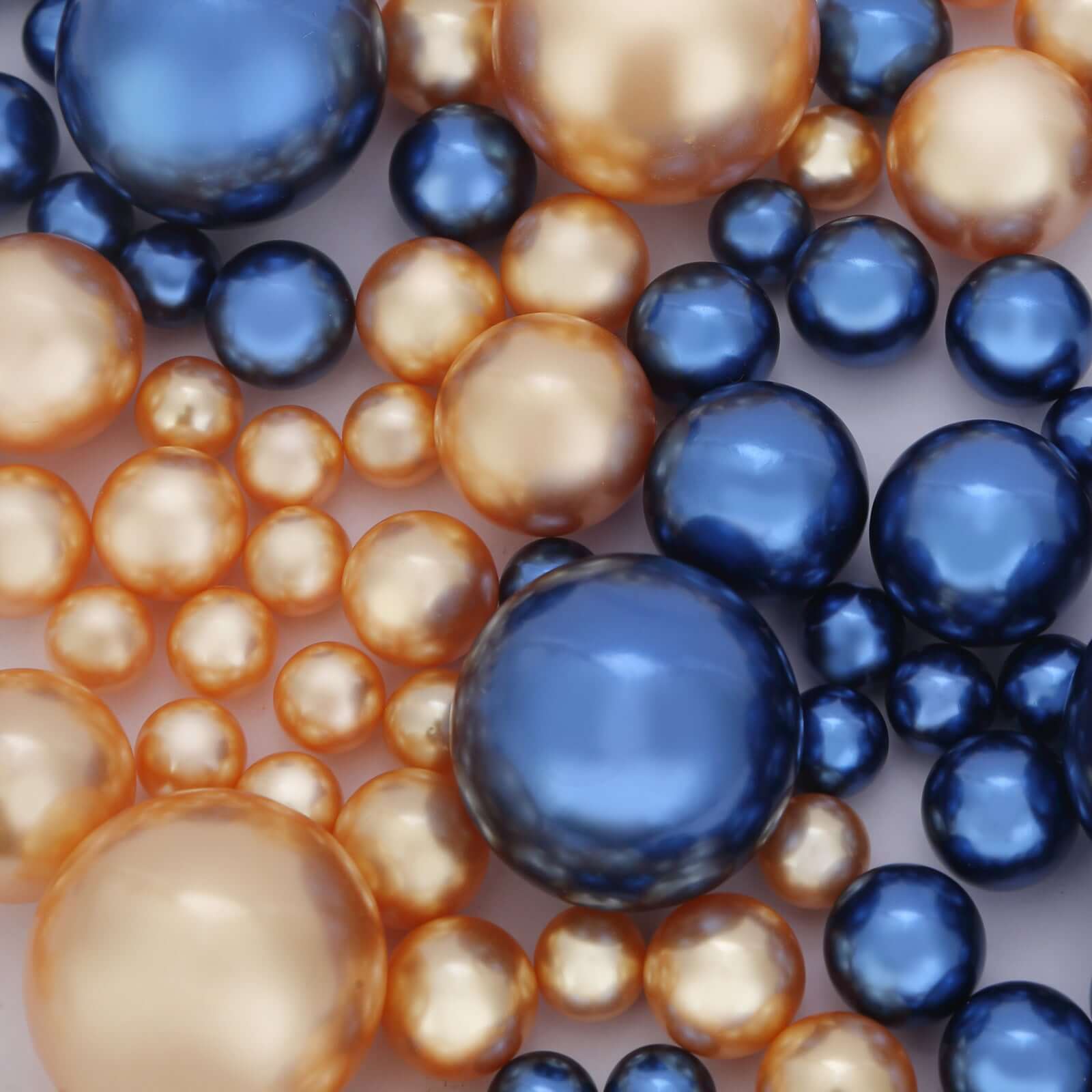 200Pcs Assorted Pearl Beads Vase Fillers in Navy Blue and Gold, Lustrous DIY Craft Bead Set - Image 8