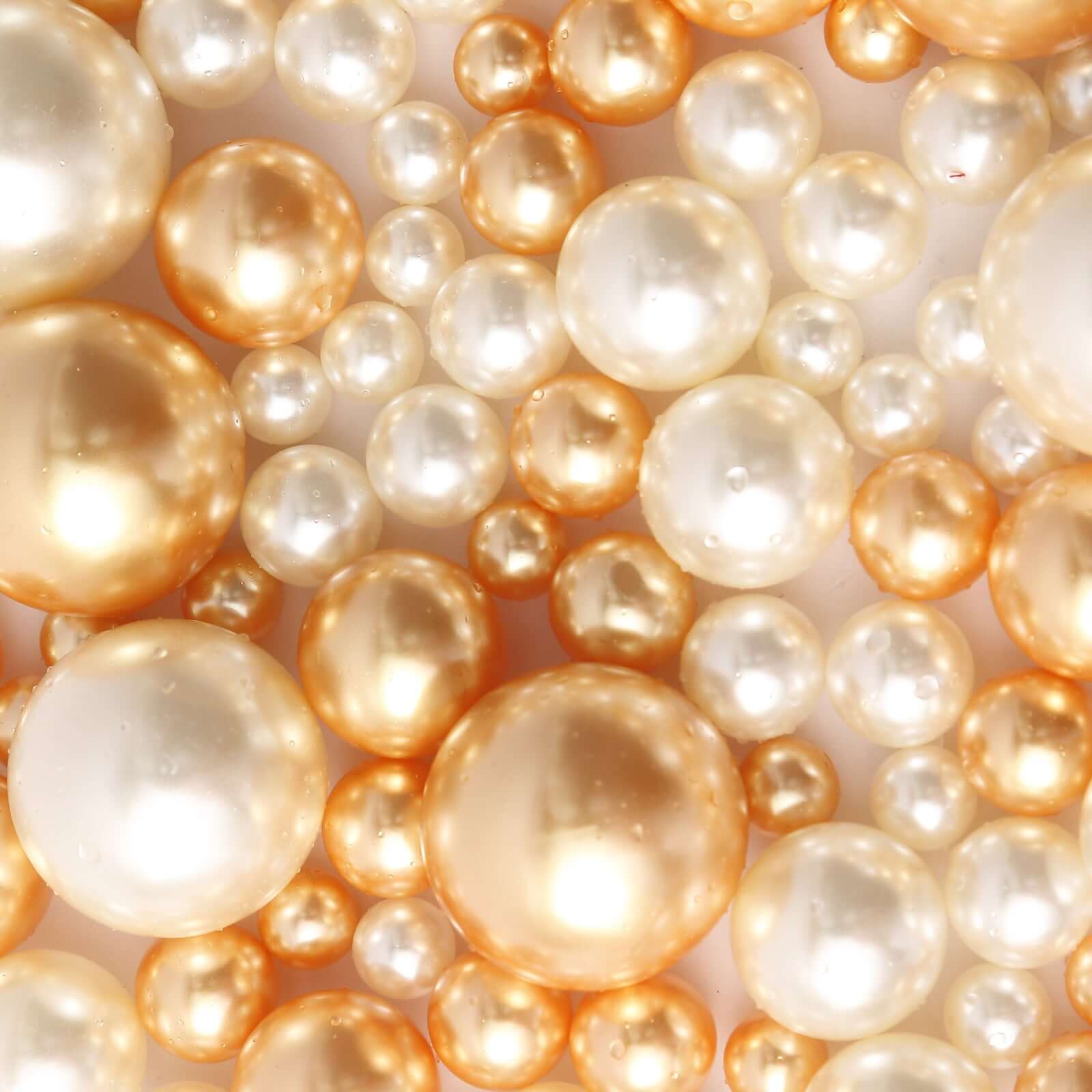 200Pcs Assorted Pearl Beads Vase Fillers in Off White and Gold, Lustrous DIY Craft Bead Set - Image 8