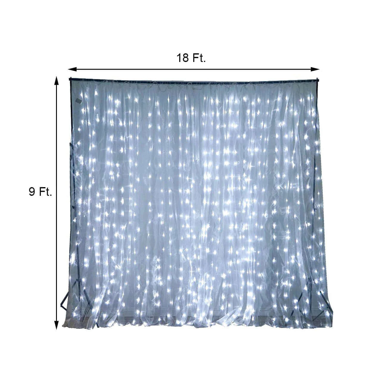 White Sheer Organza w/Cool LED Lights Photo Backdrop Curtain 20ftx10ft - Image 3