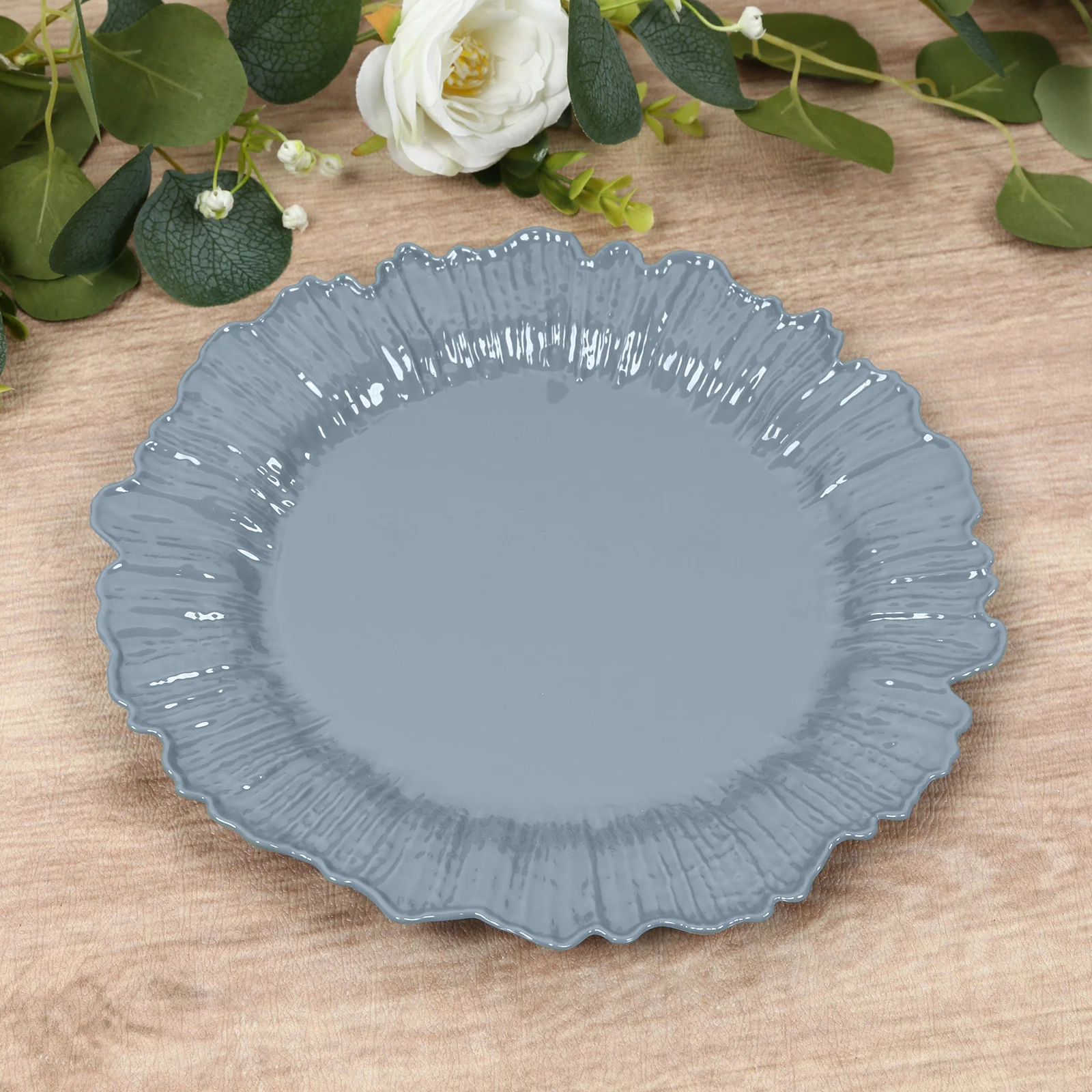 20-Pack Dusty Blue Reef Design Plastic Plates – 10" Dinner Party Plates – Elegant Disposable Tableware - Image 6
