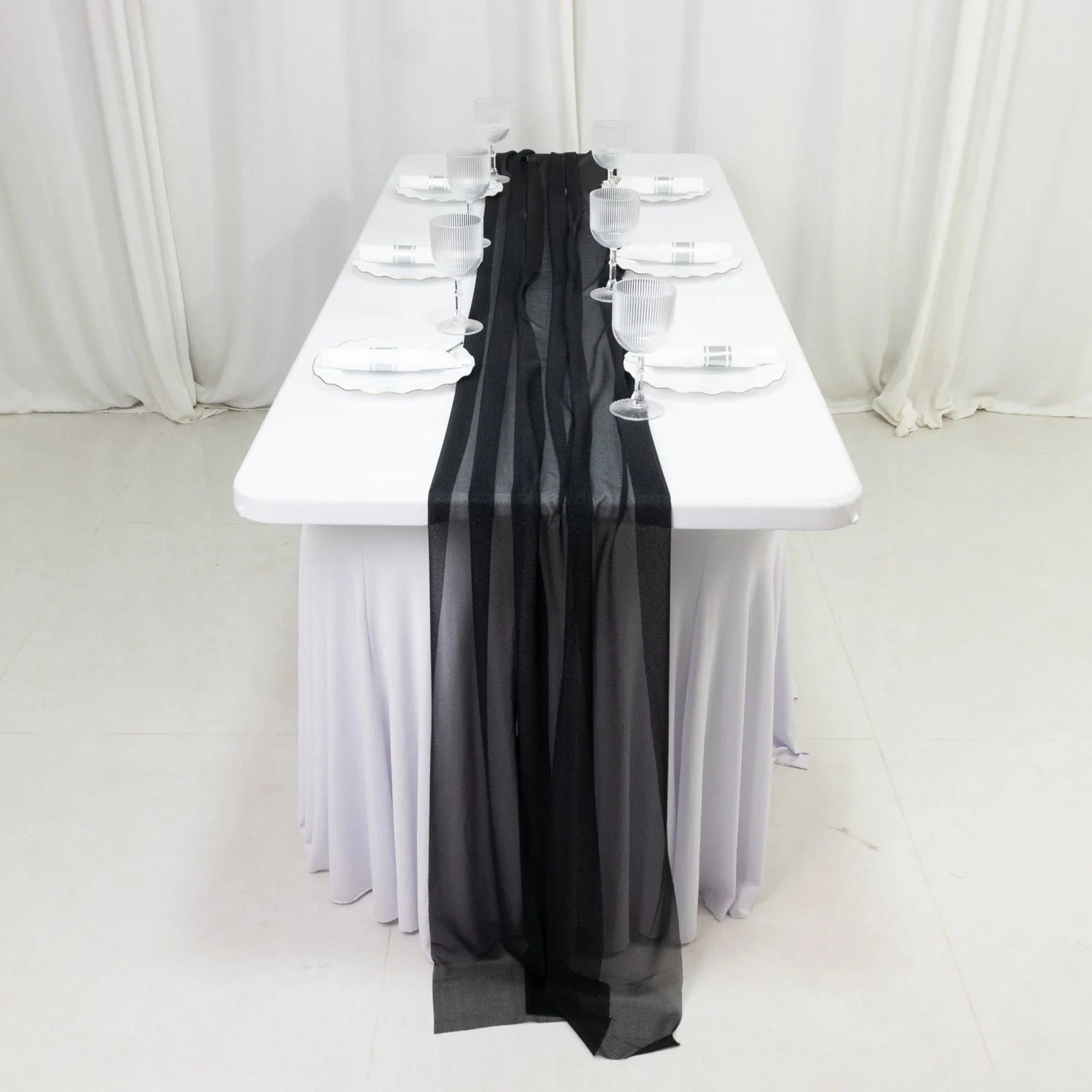 20-Pack Sheer Table Runners Black, 9ft Long Sheer Drapes Table Decor, Wrinkle-Free - Image 2