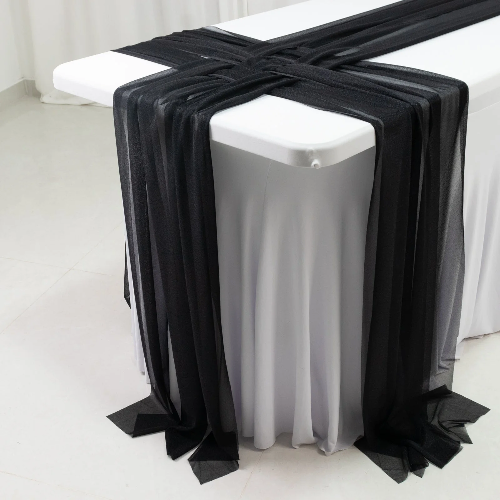 20-Pack Sheer Table Runners Black, 9ft Long Sheer Drapes Table Decor, Wrinkle-Free - Image 3