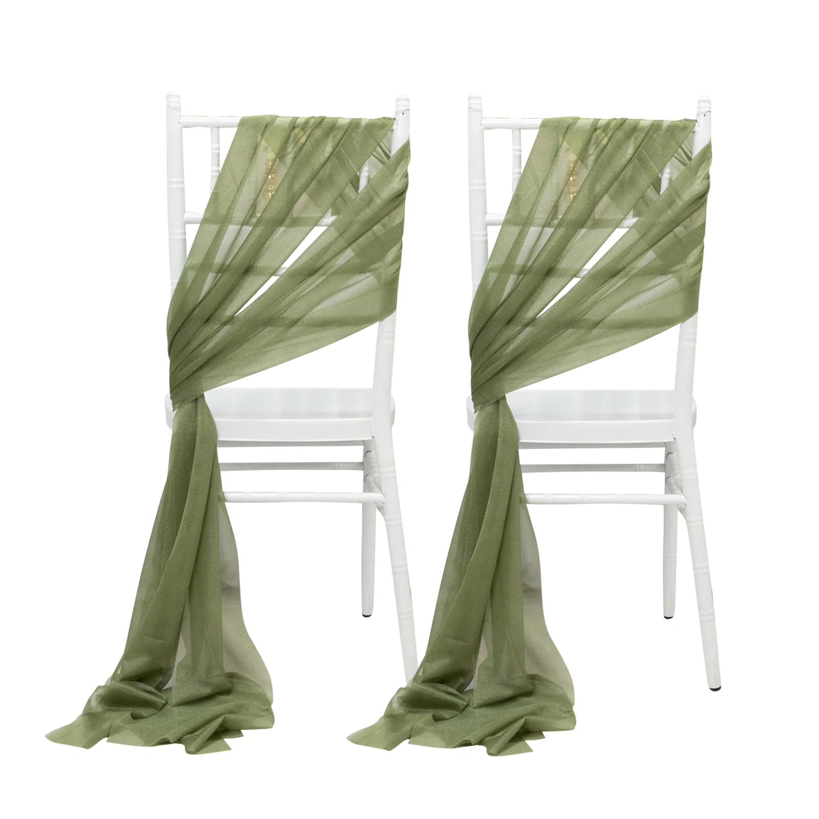 20-Pack Sheer Chair Sash in Dusty Sage Green, 9ft Long Shimmer Sheer Drape Chair Decor Set, Wrinkle-Free - Image 2