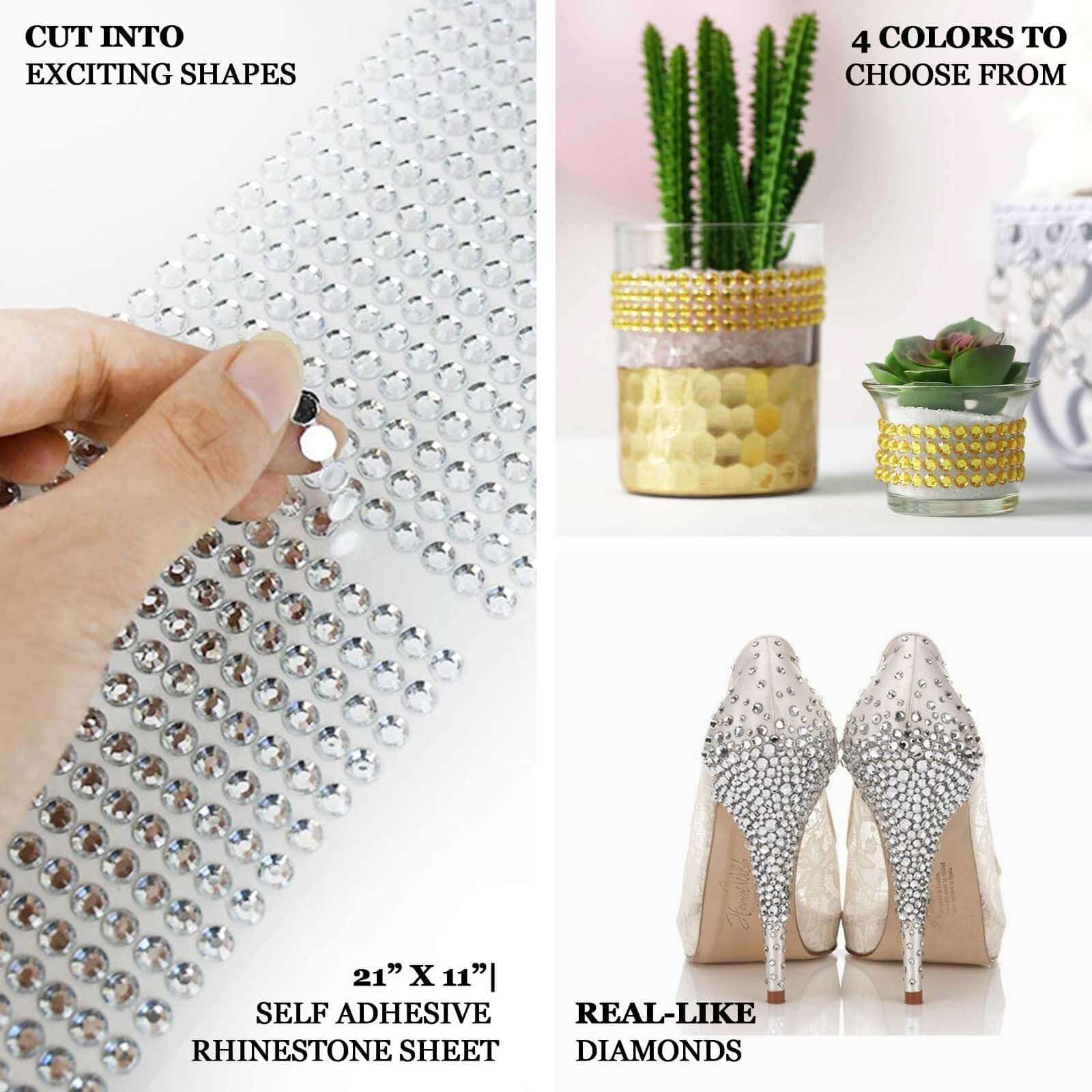 Blush Self Adhesive Rhinestone Diamond Sticker Wrap Sheets, DIY Craft Gem Stickers 21"x11" - Image 5