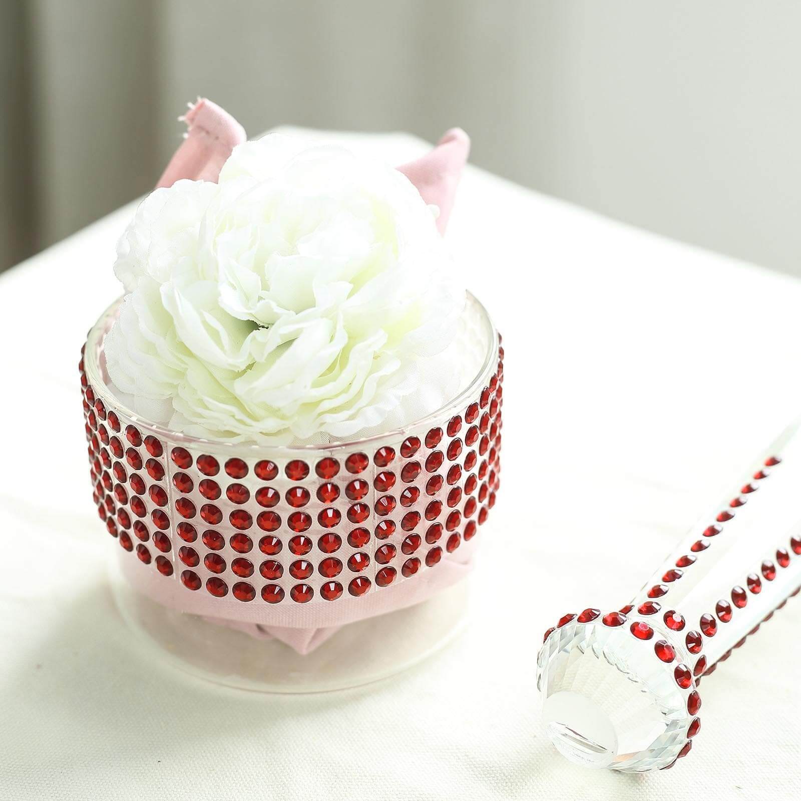 Red Self Adhesive Rhinestone Diamond Sticker Wrap Sheets, DIY Craft Gem Stickers 21"x11" - Image 11