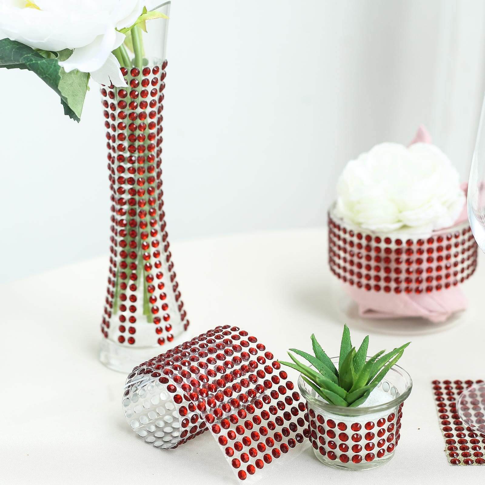 Red Self Adhesive Rhinestone Diamond Sticker Wrap Sheets, DIY Craft Gem Stickers 21"x11" - Image 12