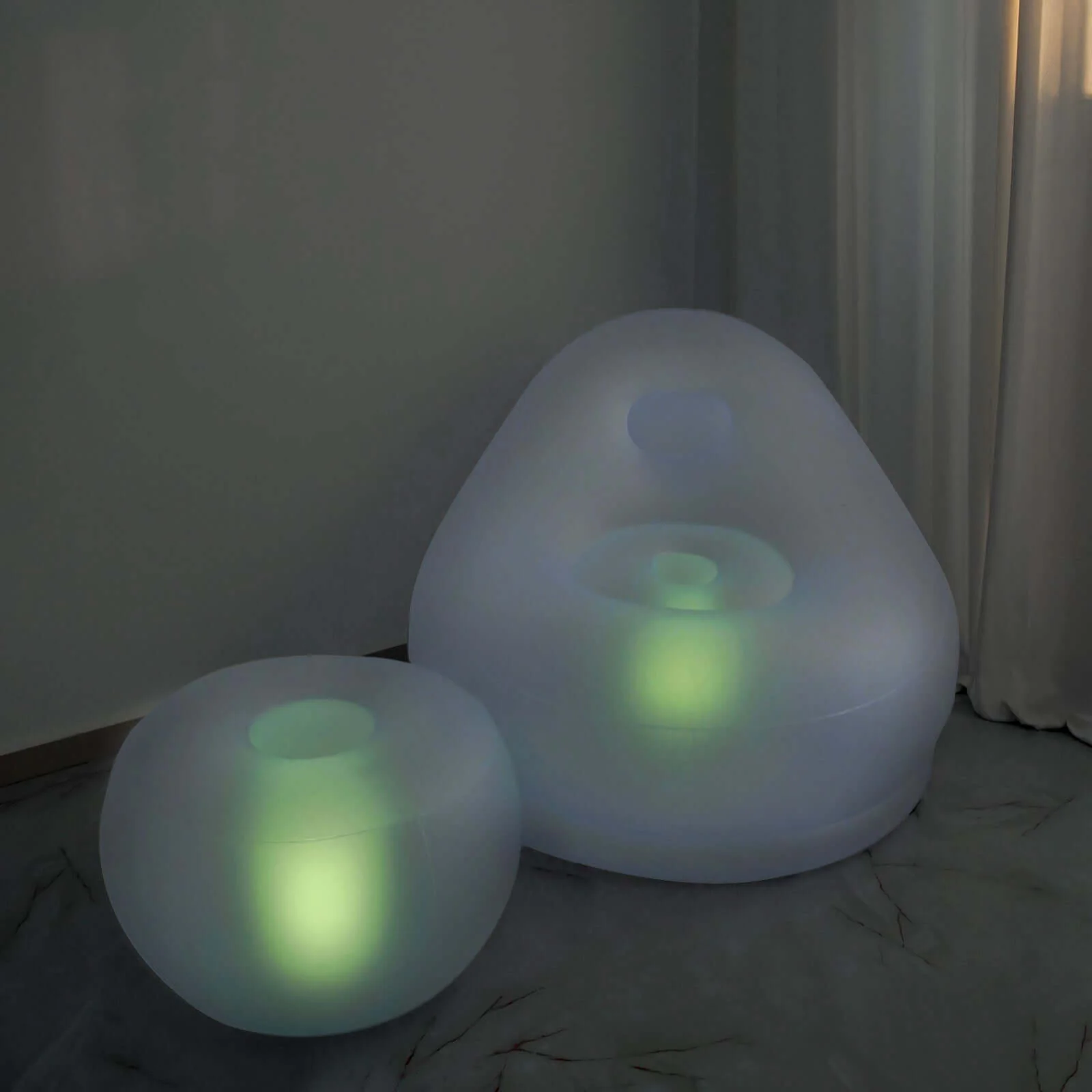 Color Changing LED Light Up Inflatable Pouf Ottoman, Waterproof Illuminated Remote Battery Operated Furniture 22" - Image 14