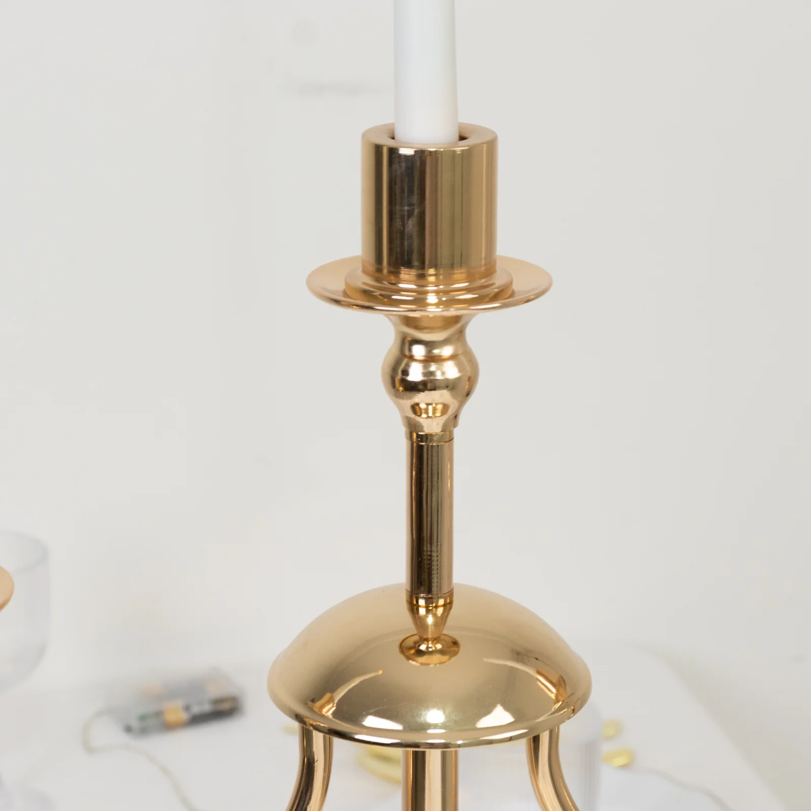 Gold 3-Arm Metal Candelabra – 22" Tall Modern Taper Candle Holder Centerpiece Stand - Image 7