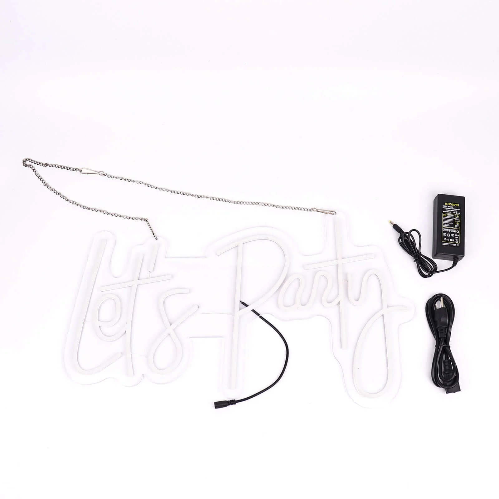Let's Party Neon Light Sign, LED Reusable Wall Décor Lights With 5ft Hanging Chain 23" - Image 6