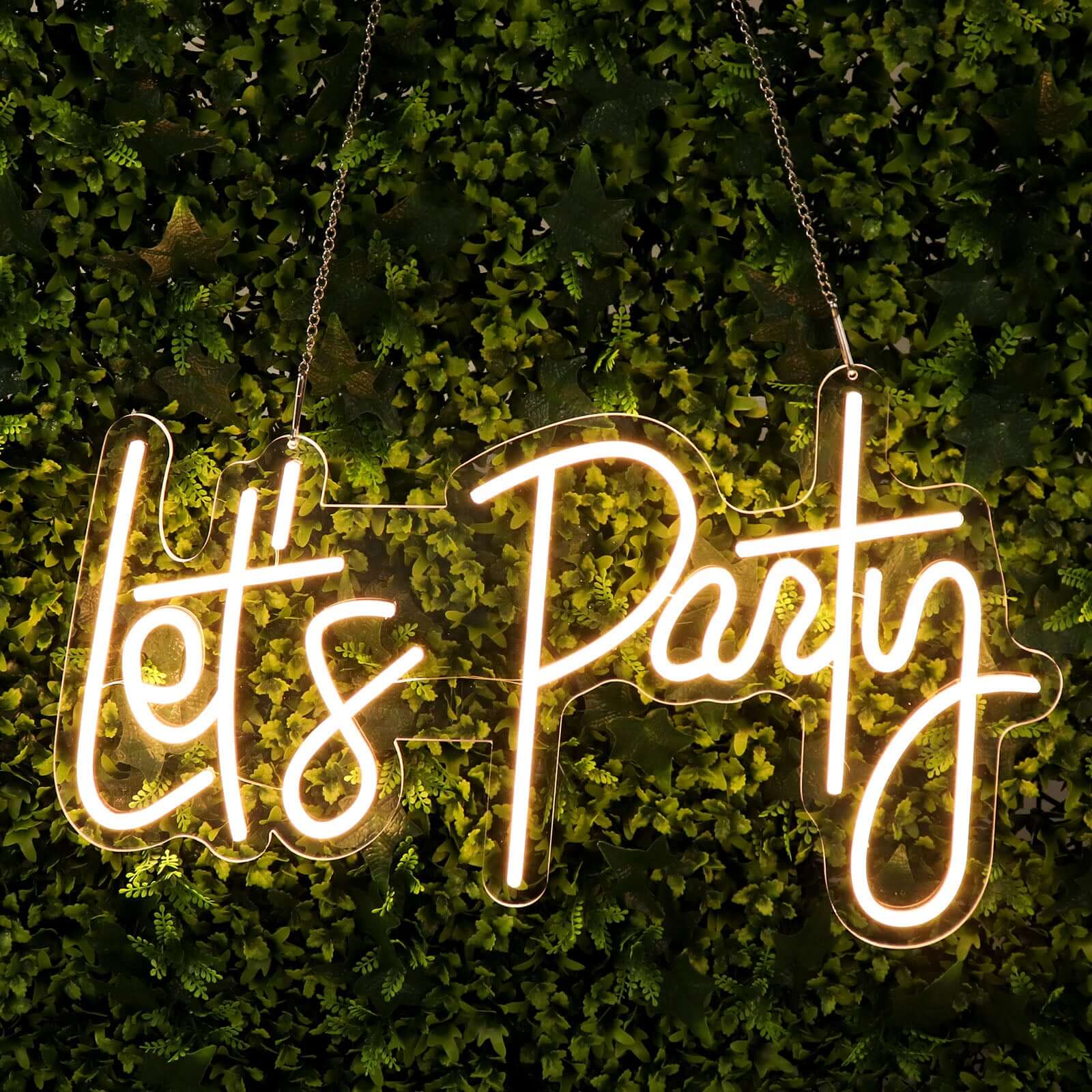 Let's Party Neon Light Sign, LED Reusable Wall Décor Lights With 5ft Hanging Chain 23" - Image 8