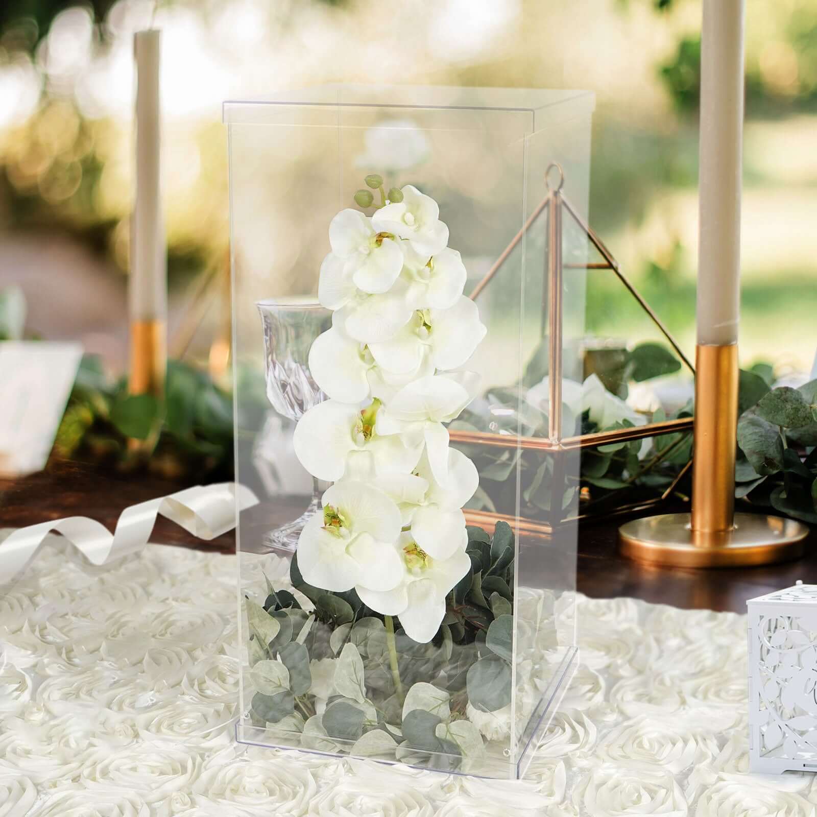 Clear Acrylic Pedestal Riser, Transparent Display Box with Interchangeable Lid and Base 24" - Image 2