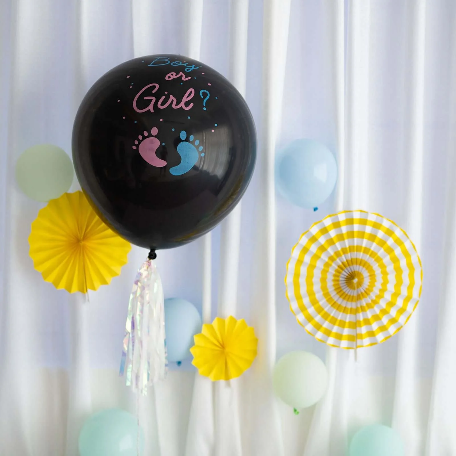 Gender Reveal Blue Confetti Filled Boy Or Girl Print Latex Balloon 24" - Image 12