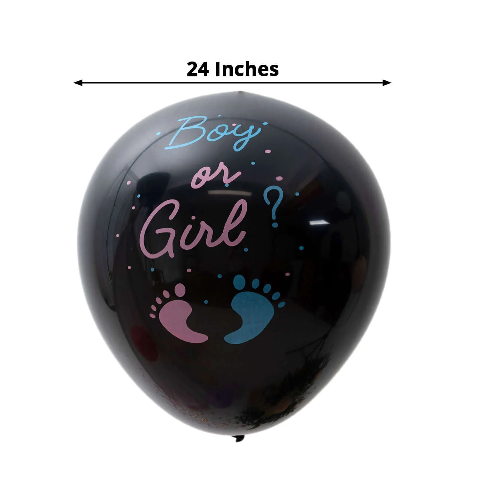 Gender Reveal Blue Confetti Filled Boy Or Girl Print Latex Balloon 24" - Image 3