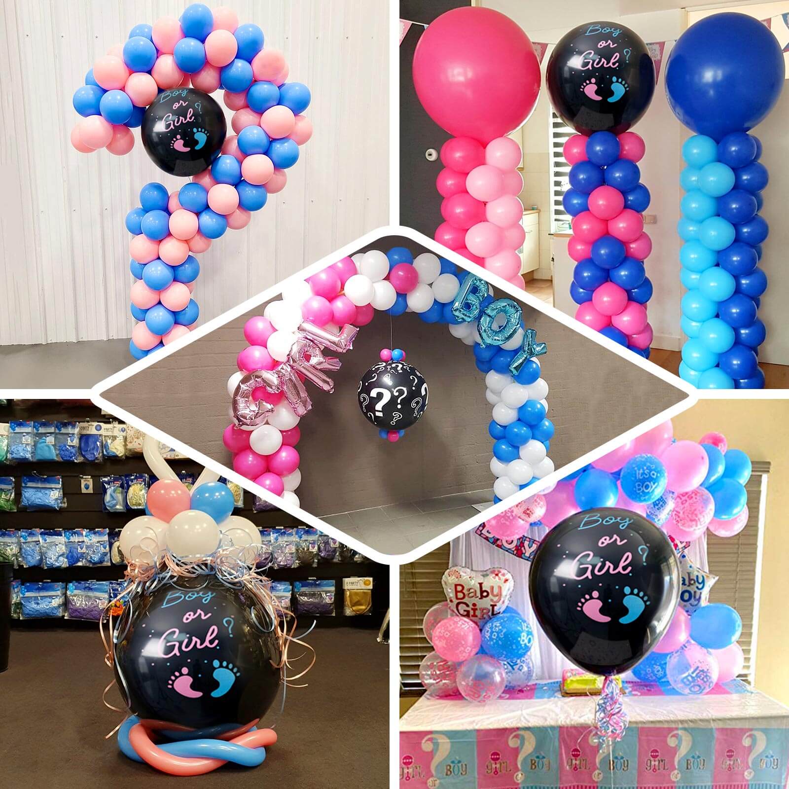 Gender Reveal Blue Confetti Filled Boy Or Girl Print Latex Balloon 24" - Image 5
