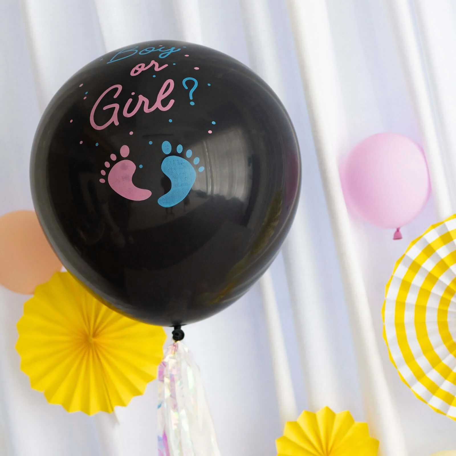 Gender Reveal Pink Confetti Filled Boy Or Girl Print Latex Balloon 24" - Image 13