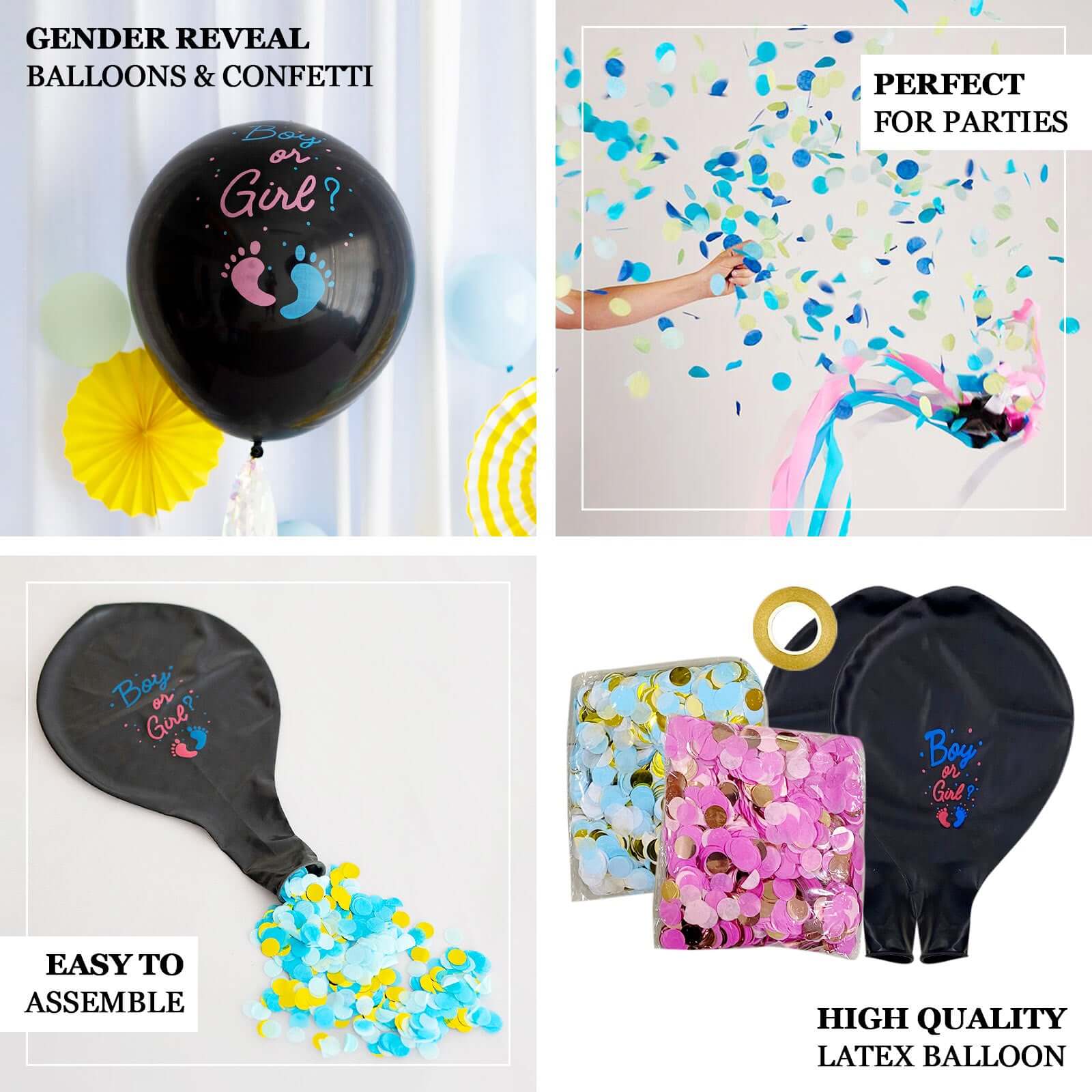 Gender Reveal Pink Confetti Filled Boy Or Girl Print Latex Balloon 24" - Image 4