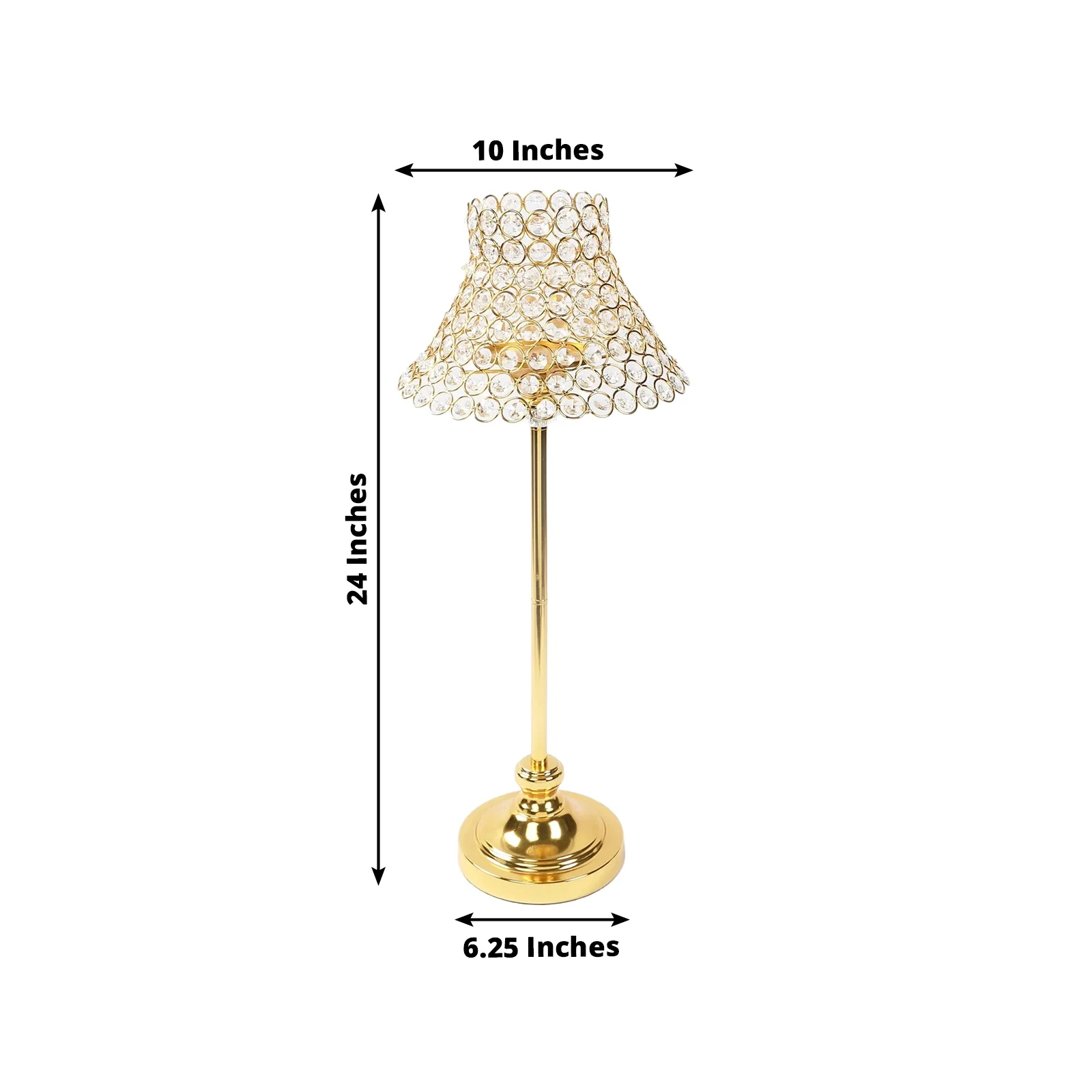 24" Tall Gold Centerpiece Stand with Crystal Beaded Lamp-Style Shade – Wedding & Event Candle Holder - Image 2
