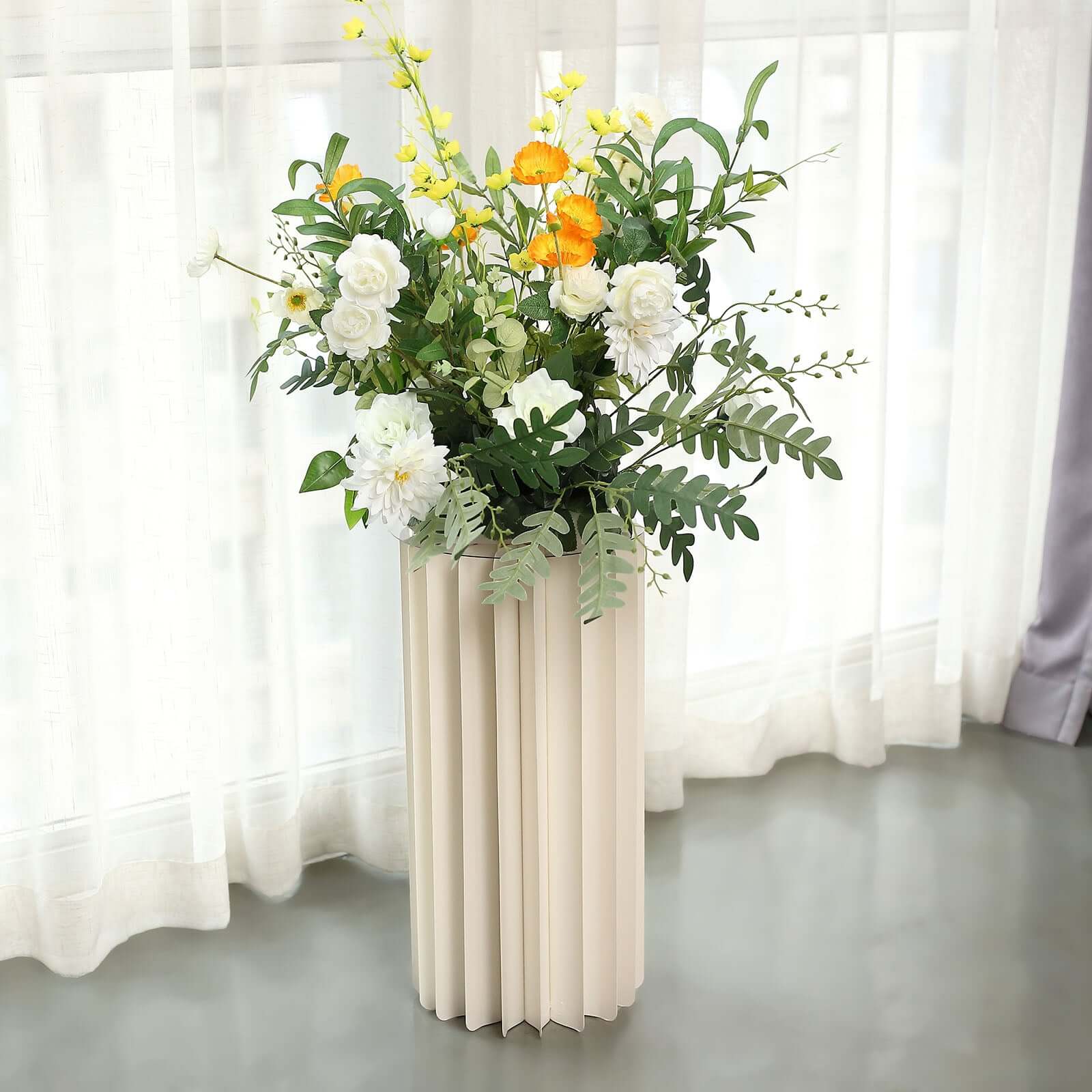 Ivory Cylinder Pillar Pedestal Stand, Display Column Stand With Top Plate 24" - Image 15