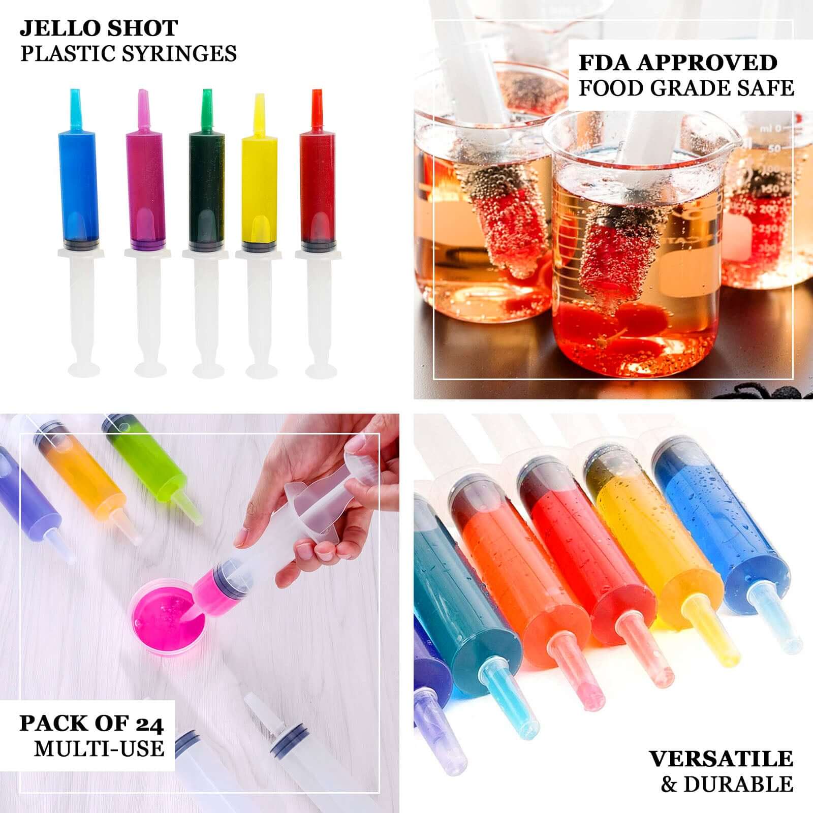 24 Pack Clear Disposable Plastic Cocktail Jello Shot Syringes 1.5oz - Image 4