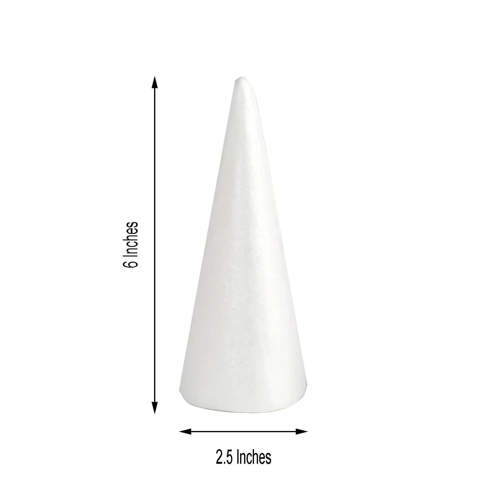 24 Pack White Styrofoam Cone, Foam Cone For DIY Crafts 6" - Image 3