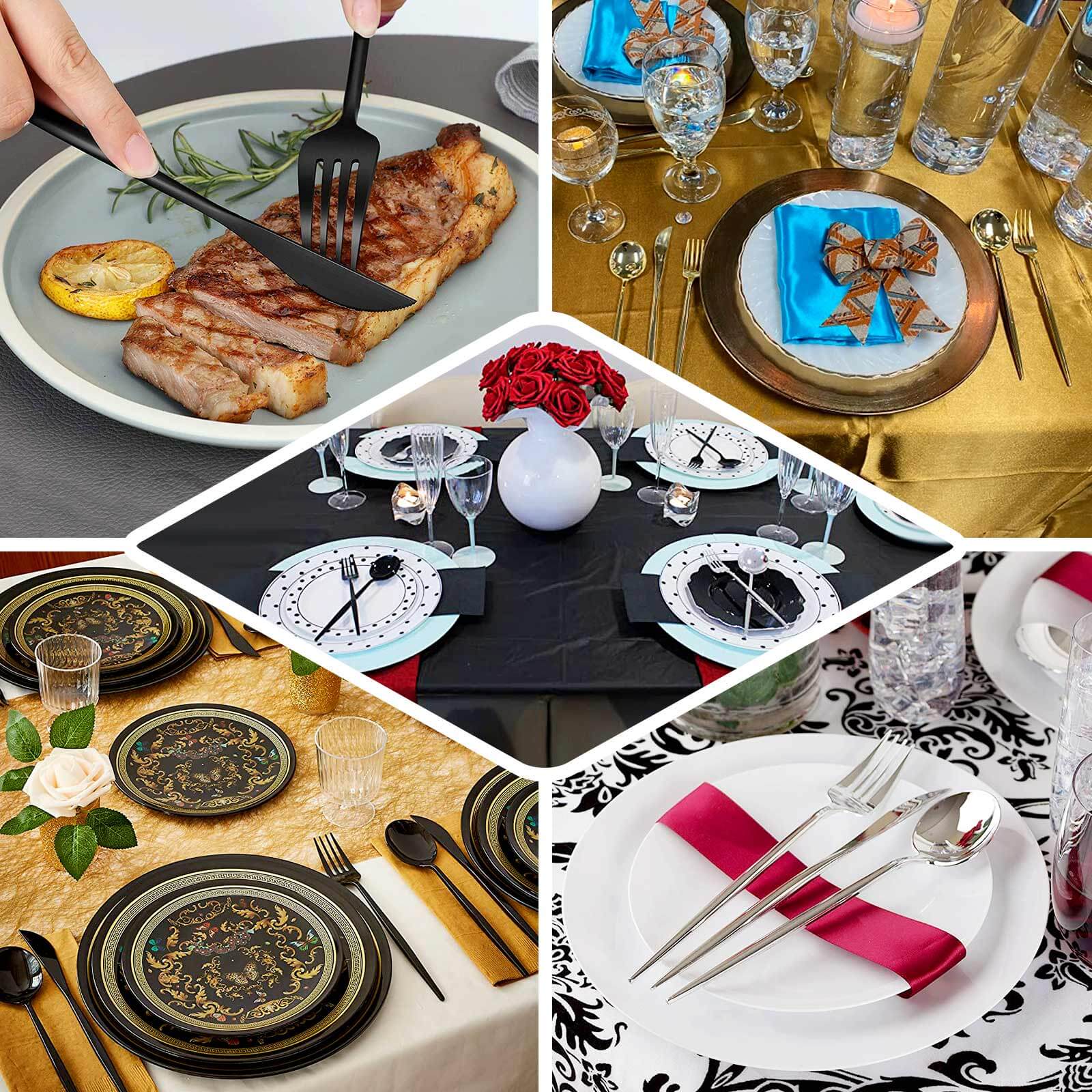 24 Pack Glossy Gold Heavy Duty Plastic Silverware Forks Cutlery, Premium Disposable Sleek Flatware 8" - Image 5