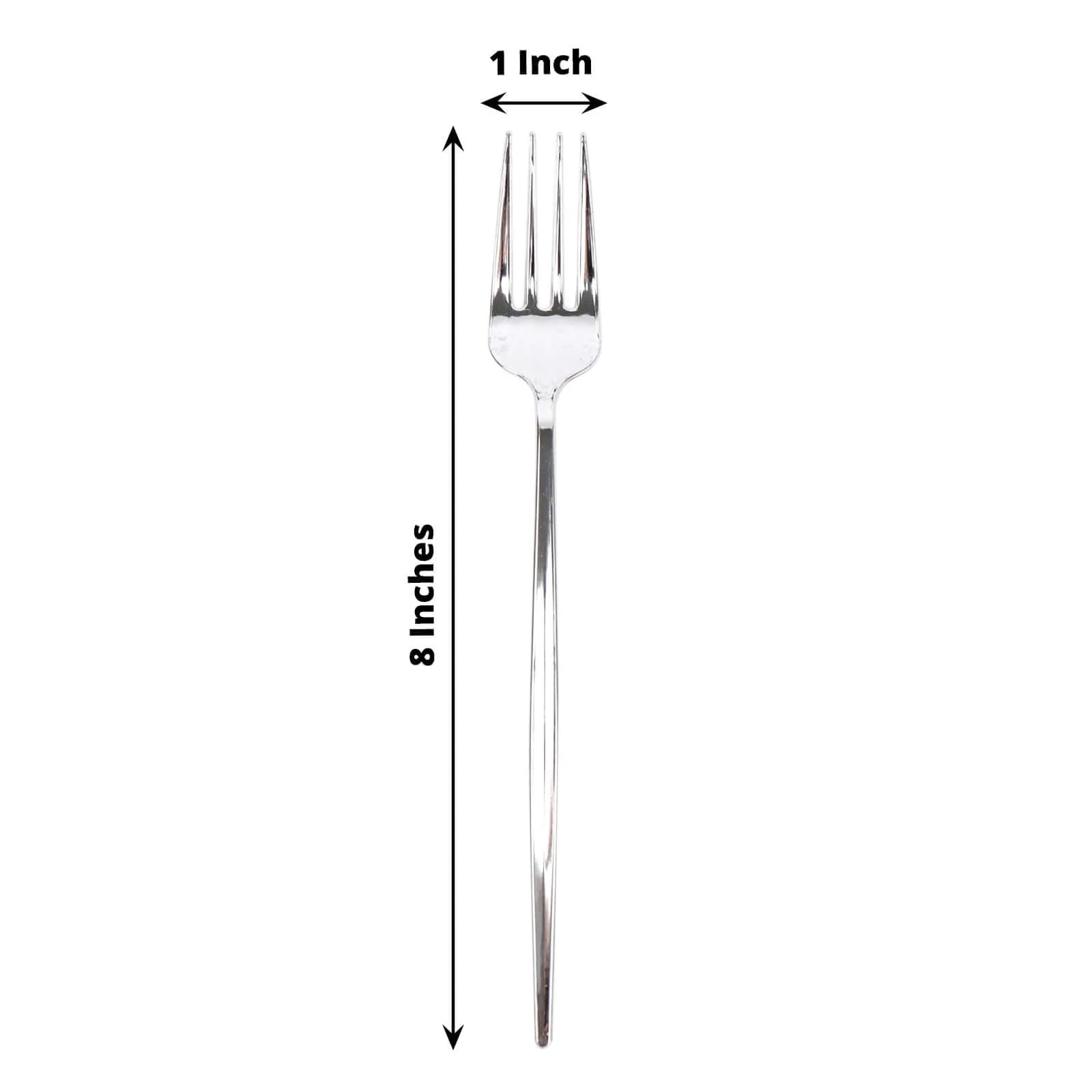 24 Pack Glossy Silver Heavy Duty Plastic Silverware Forks, Shiny Cutlery, Premium Disposable Flatware 8" - Image 3