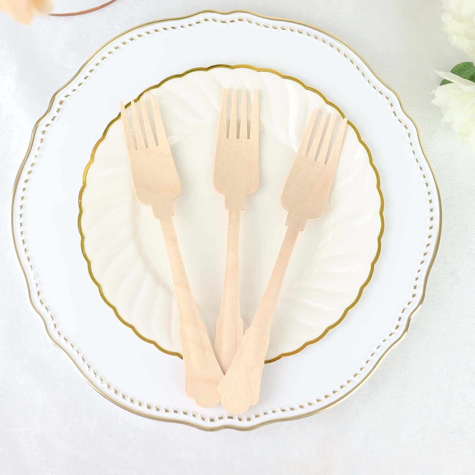 24-Pack Birchwood Forks 7.5" Natural Vintage Baroque Design - Eco-Friendly Disposable Wooden Cutlery for BBQs, Picnics & Rustic-Themed Events - Image 13