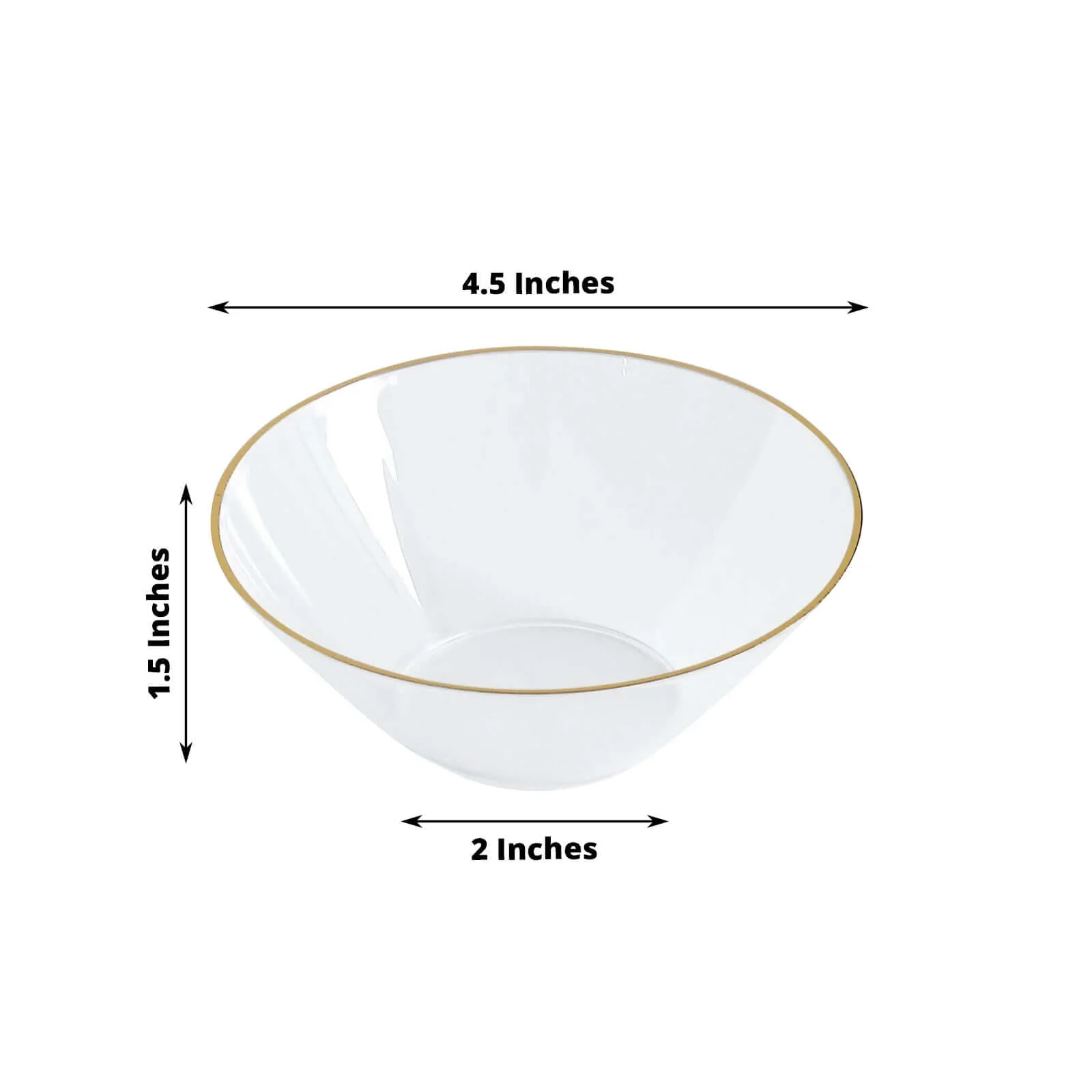 24-Pack Clear Heavy Duty Plastic Dessert Bowls 7oz, Premium Disposable Ice Cream Party Bowls with Gold Rim - Durable and Stylish Design - Image 3