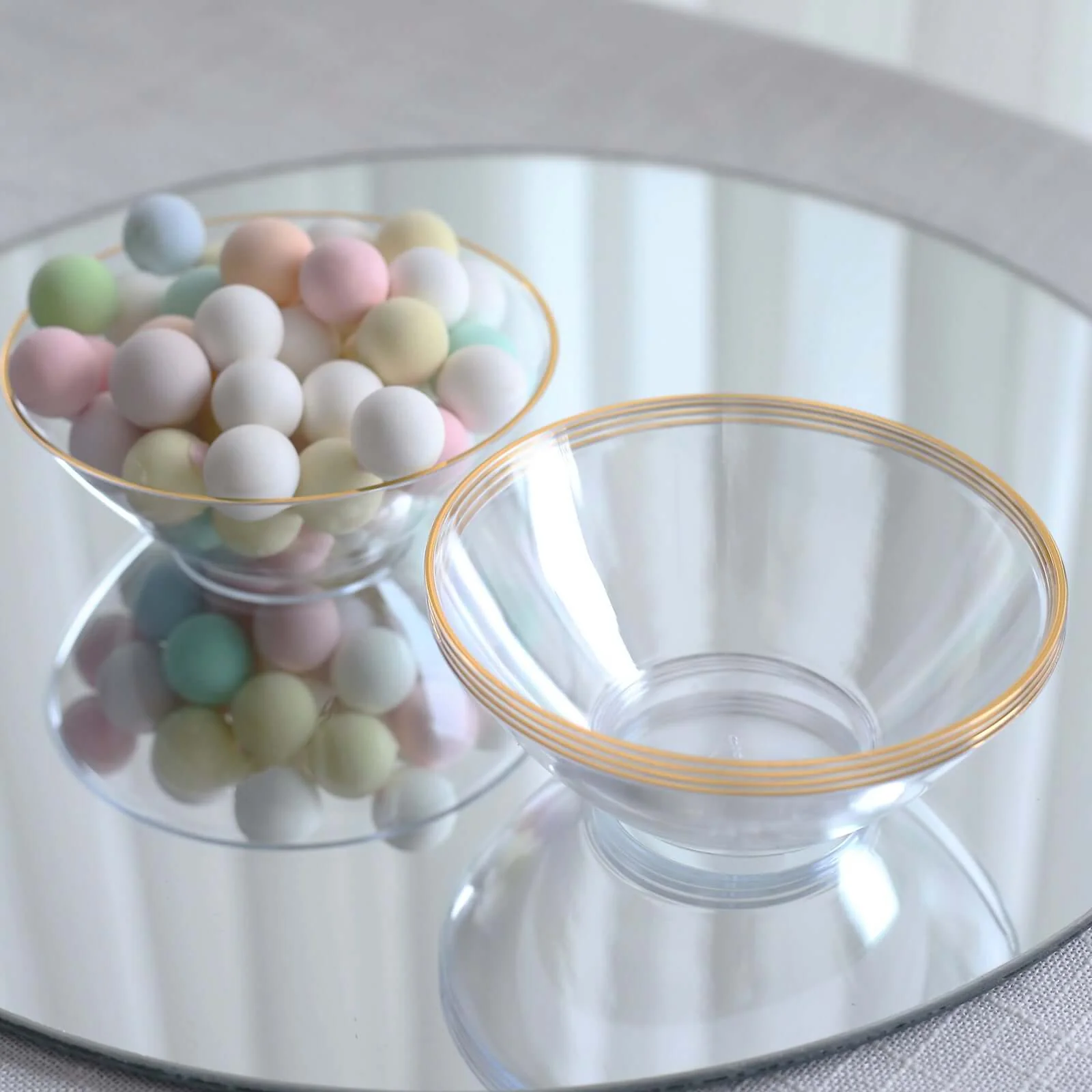 24-Pack Clear Heavy Duty Plastic Dessert Bowls 7oz, Premium Disposable Ice Cream Party Bowls with Gold Rim - Durable and Stylish Design - Image 4