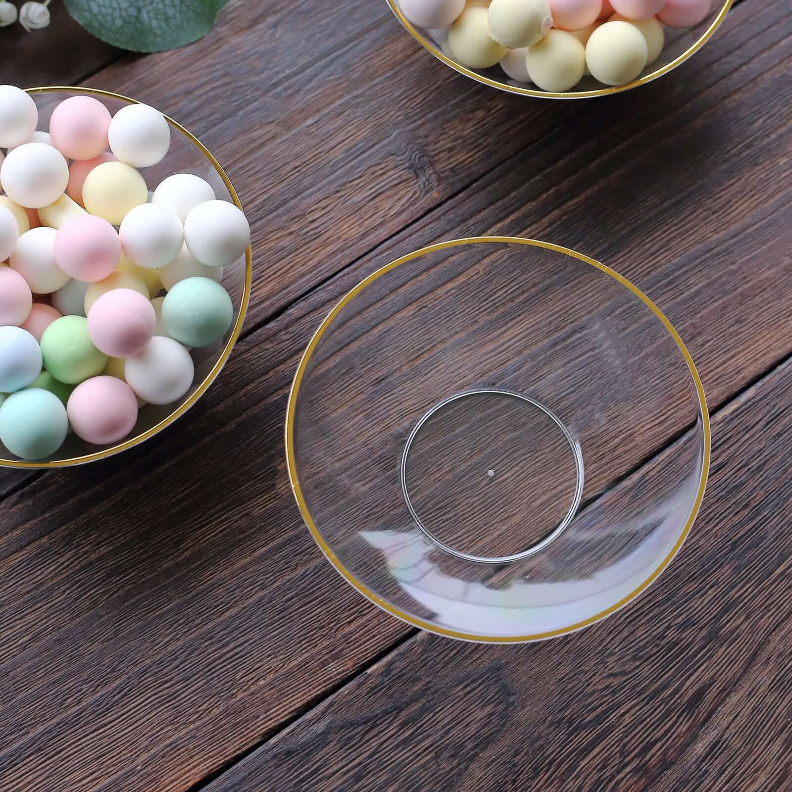 24-Pack Clear Heavy Duty Plastic Dessert Bowls 7oz, Premium Disposable Ice Cream Party Bowls with Gold Rim - Durable and Stylish Design - Image 5