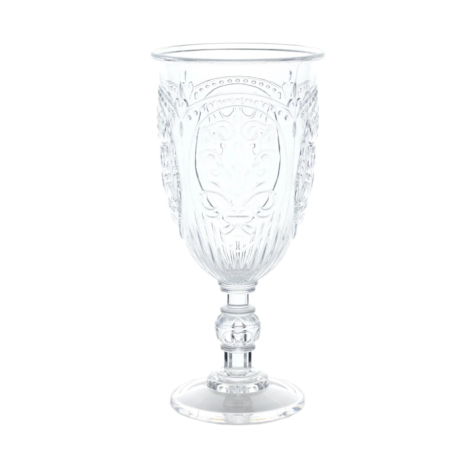 24-Pack Clear Plastic Vintage Goblets – 10oz Retro Embossed Wine Glasses, Elegant Water & Juice Cups - 7" Tall - Image 5