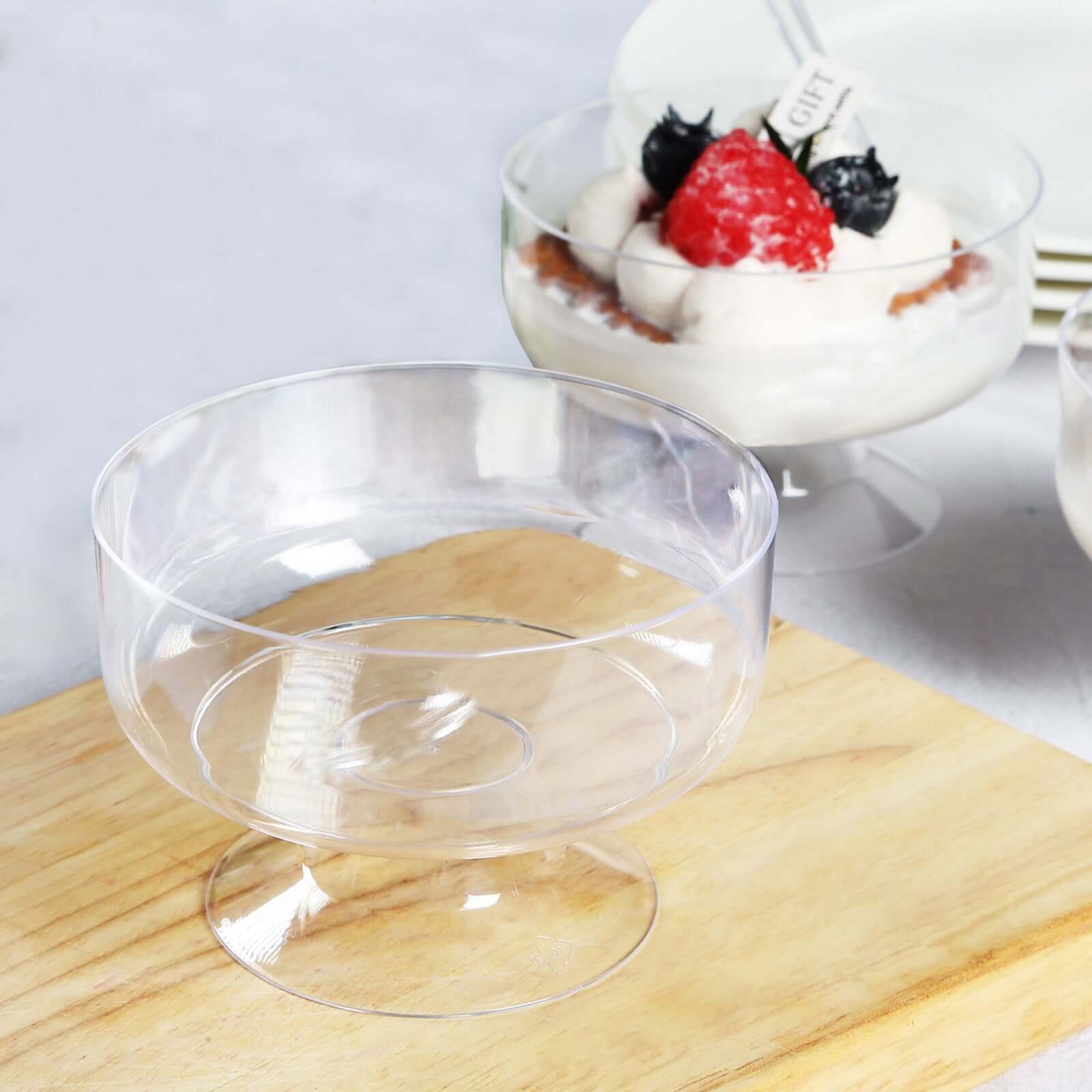 24-Pack Crystal Clear Footed Plastic Dessert Cups 6oz, Tasting Spoon Set Included - Disposable Appetizer Parfait Cups - Image 6