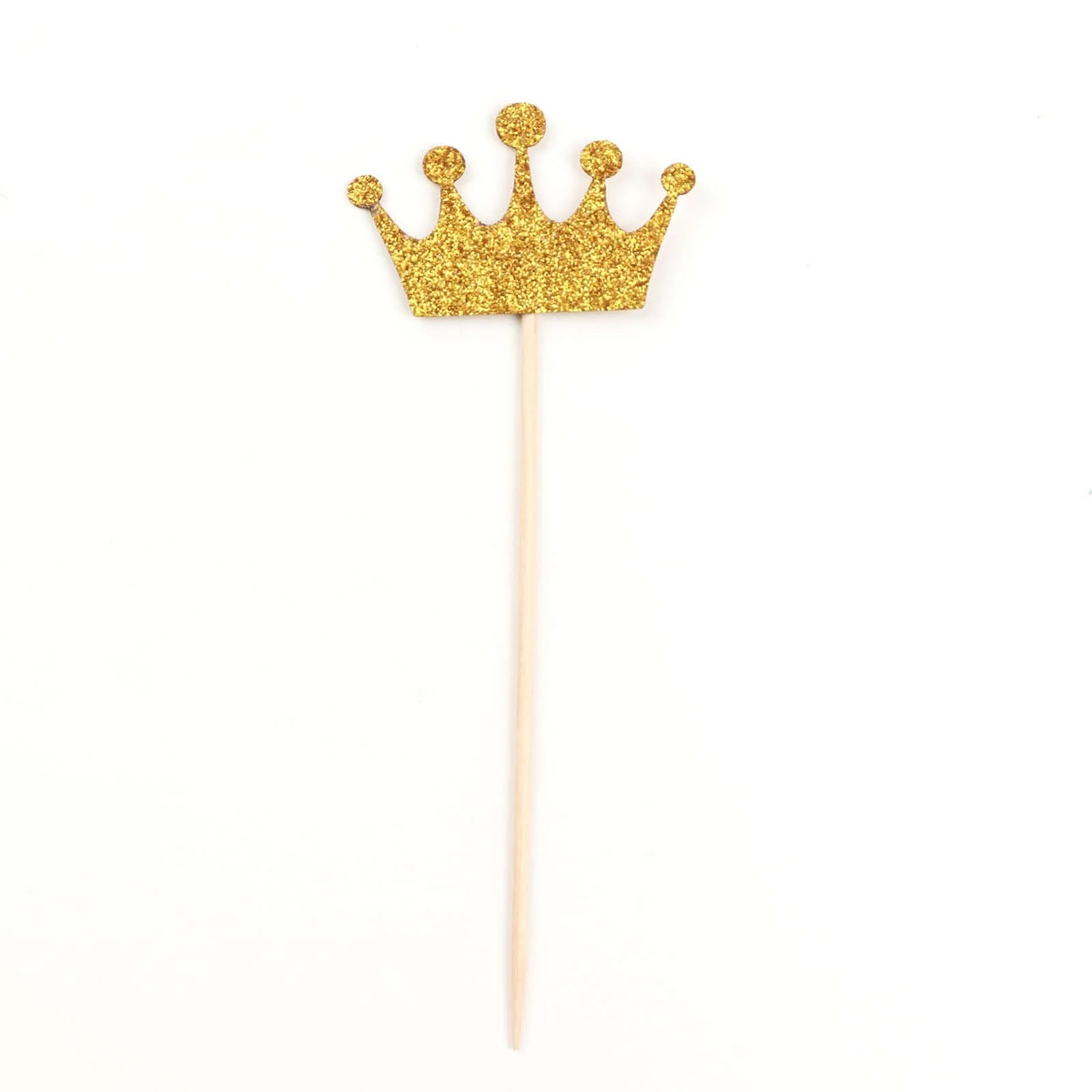 24-Pack Cupcake Topper Picks 5" Royal Crown Design Glitter Gold - Party Cake Toppers - Image 7