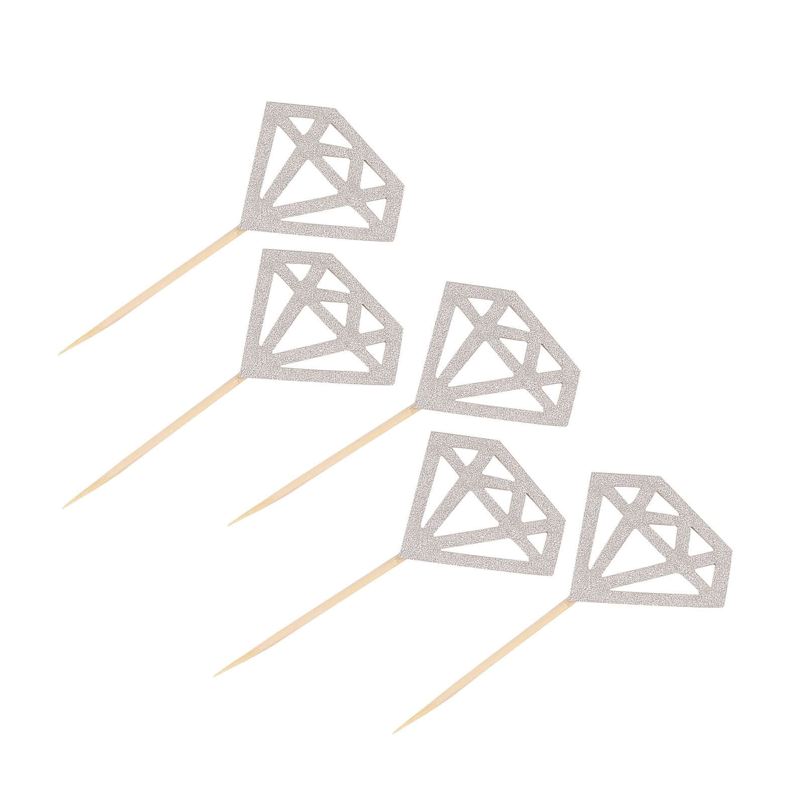 24-Pack Cupcake Toppers Silver Diamond Ring Design - Party Cake Picks Engagement Decoration Supplies - Image 7