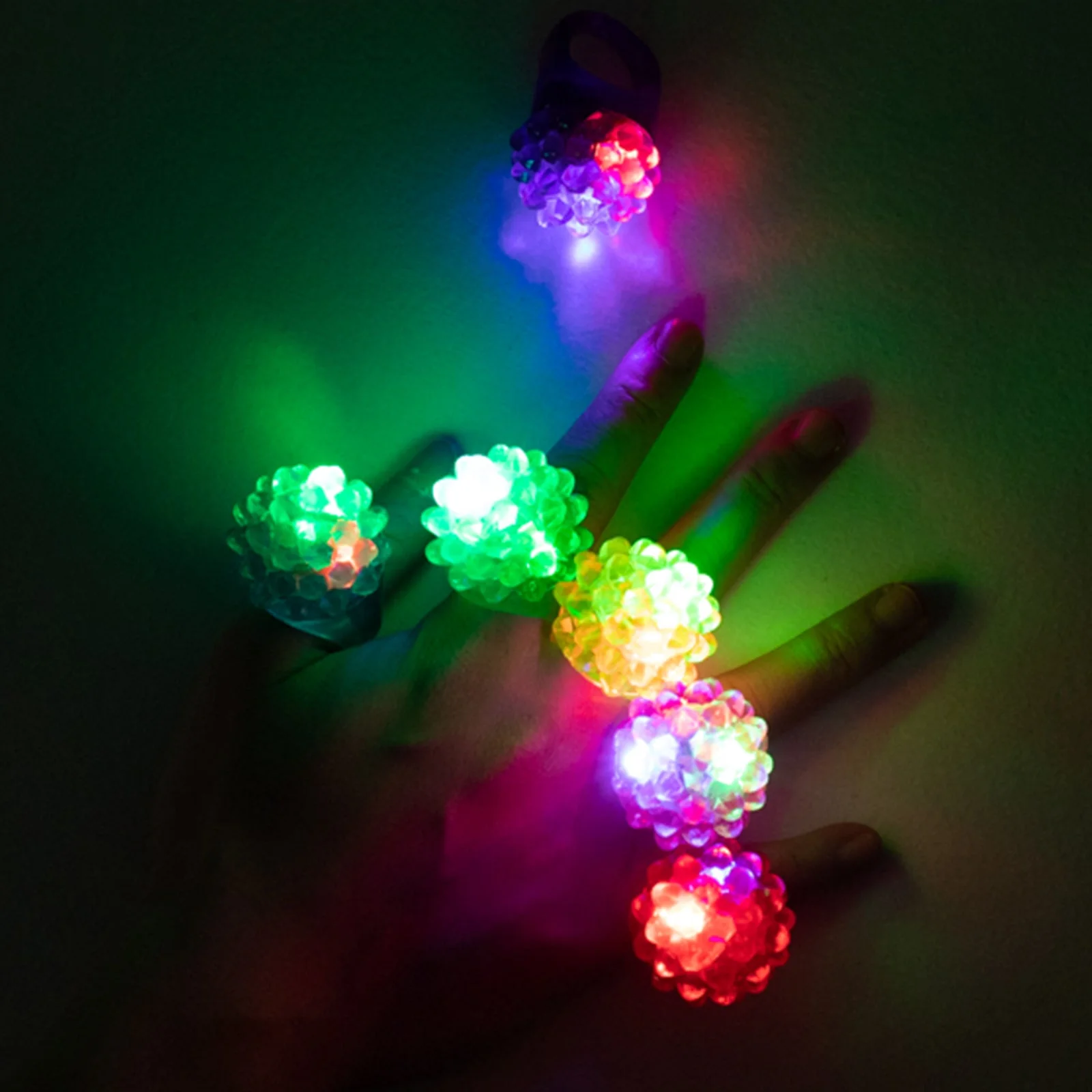 24 Pack Flashing LED Light-Up Jelly Rings, Colorful Rubber Finger Toys with 3 Flashing Modes for Parties, Raves, Concerts, and Event Favors - Image 3