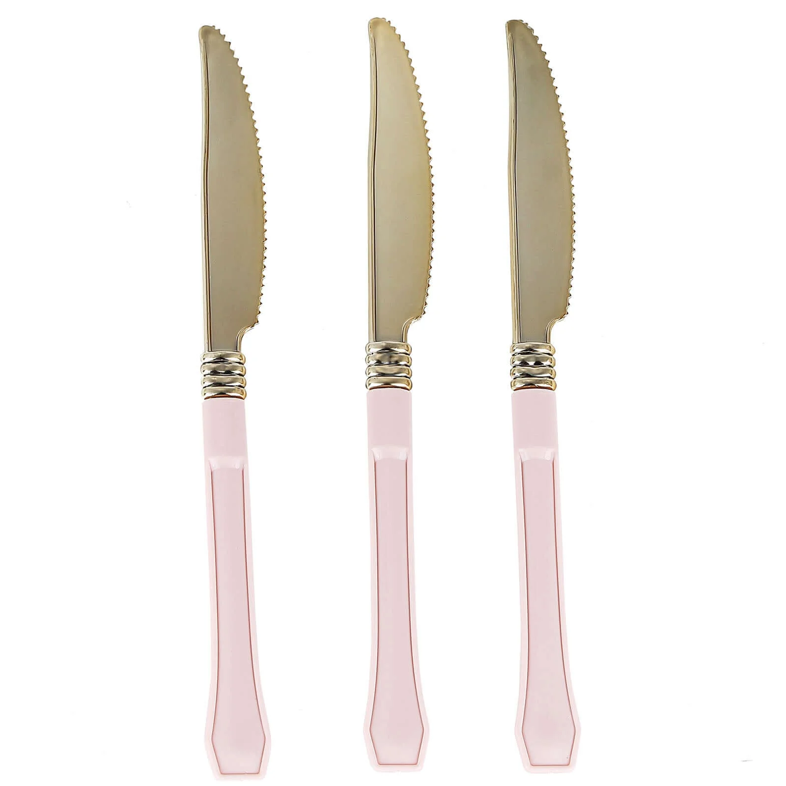 24 Pack Gold Heavy Duty Plastic Knives with Blush Handle, Disposable Silverware 7.5" - Image 7