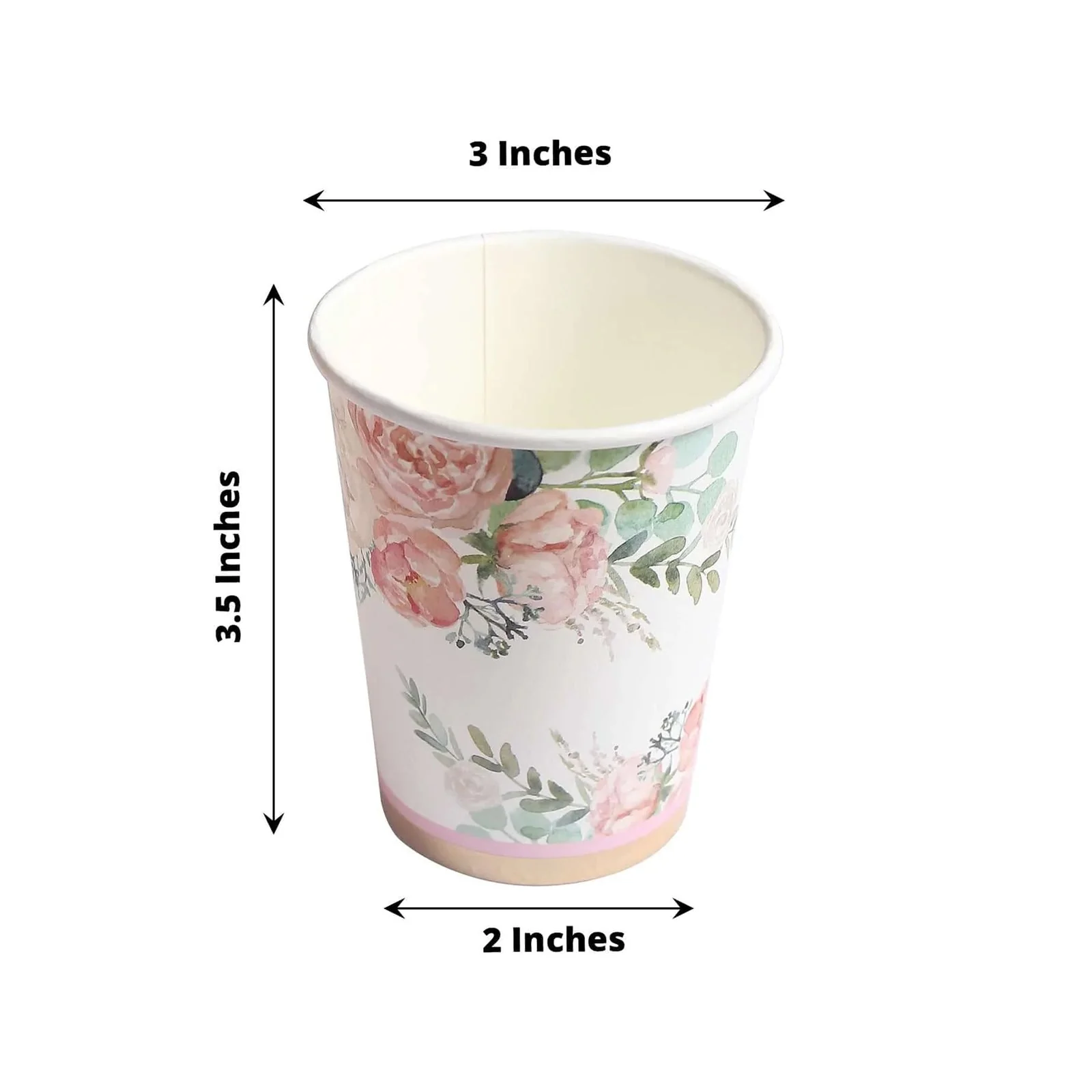 24-Pack Paper Cups 9oz Pink Peony Flower Print with Gold Foil - Stylish Disposable Party Cups for Hot & Cold Beverages - Image 3