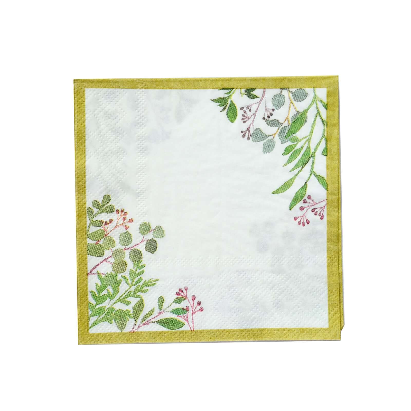 24-Pack Paper Dinner Napkins 2 Ply White Tropical Greenery with Eucalyptus Design 5" - Soft Disposable Cocktail Napkins for Weddings 18GSM - Image 7