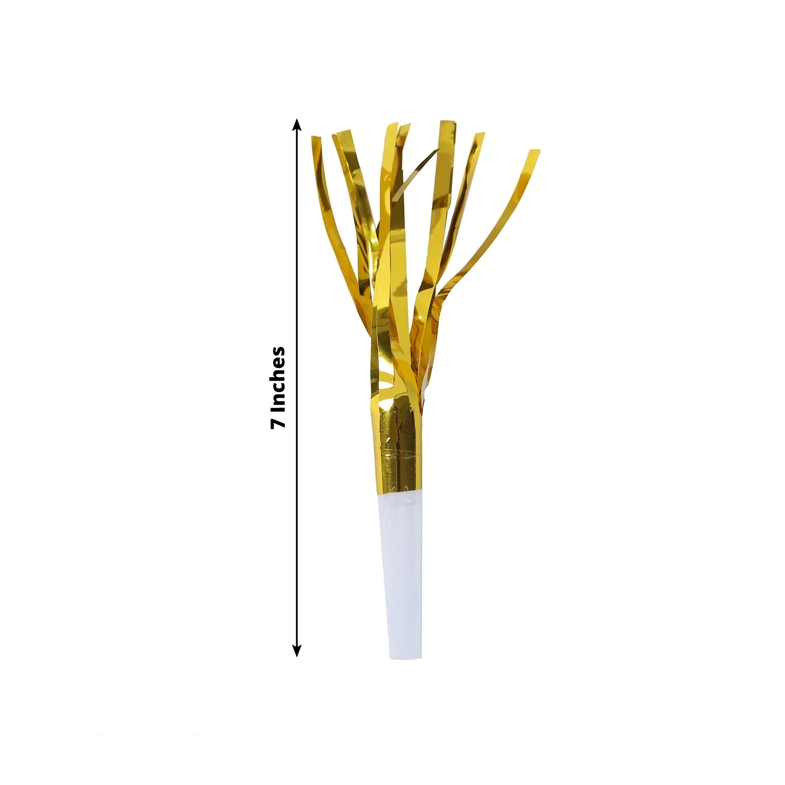 24 Pack Party Horn Noisemakers with Tassels - Gold Metallic Fringed Blowouts for Events and Gatherings - Plastic & Foil Design, 7" - Image 2