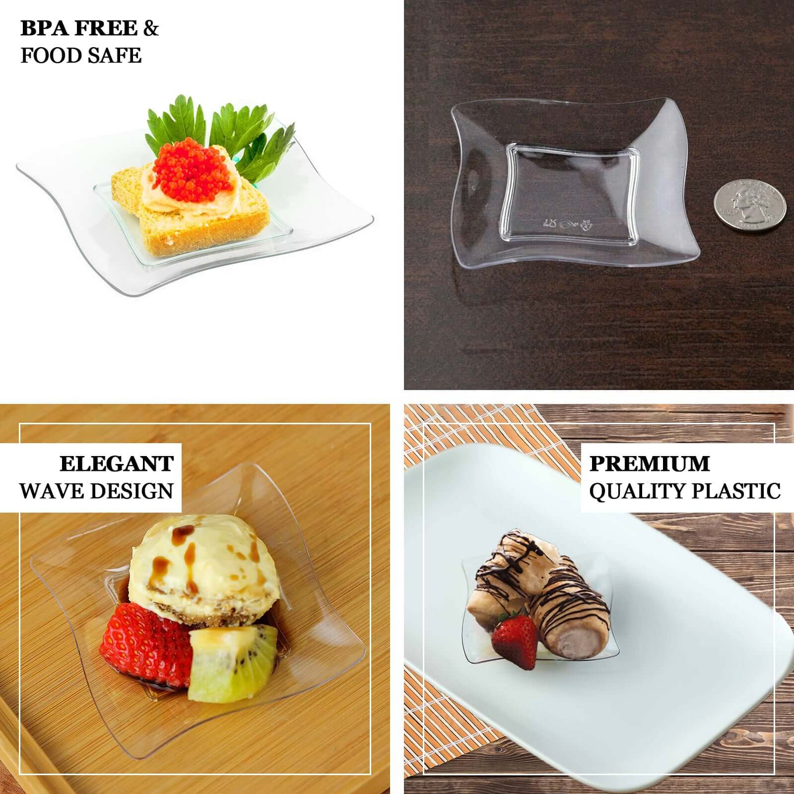24-Pack Plastic Appetizer Plates 3" Mini Wavy Rim Design Clear - Disposable Pinwheel Snack Plates - Image 4