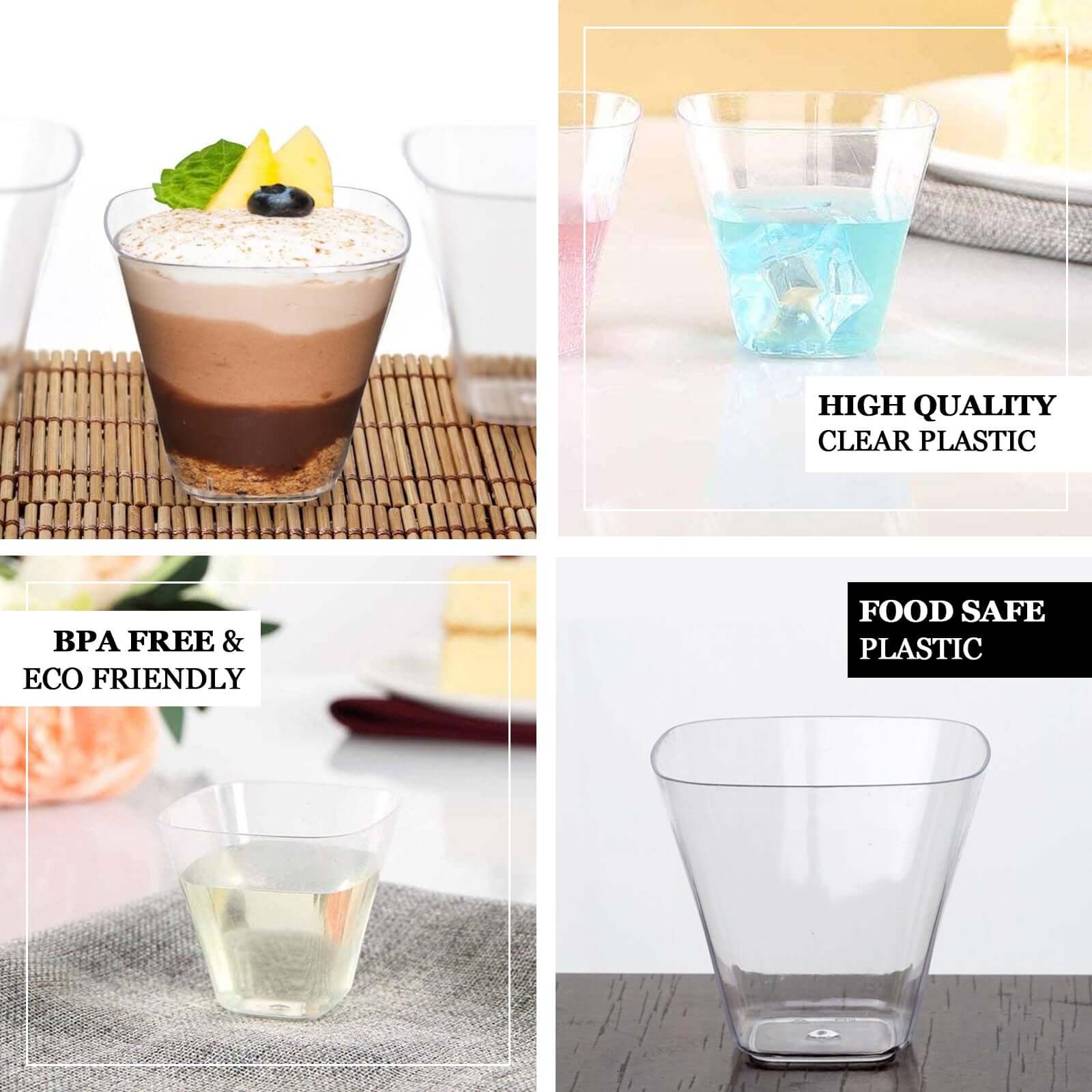 24-Pack Plastic Dessert Cups 4oz Clear Rounded Cube - Disposable Cups for Snacks - Image 4