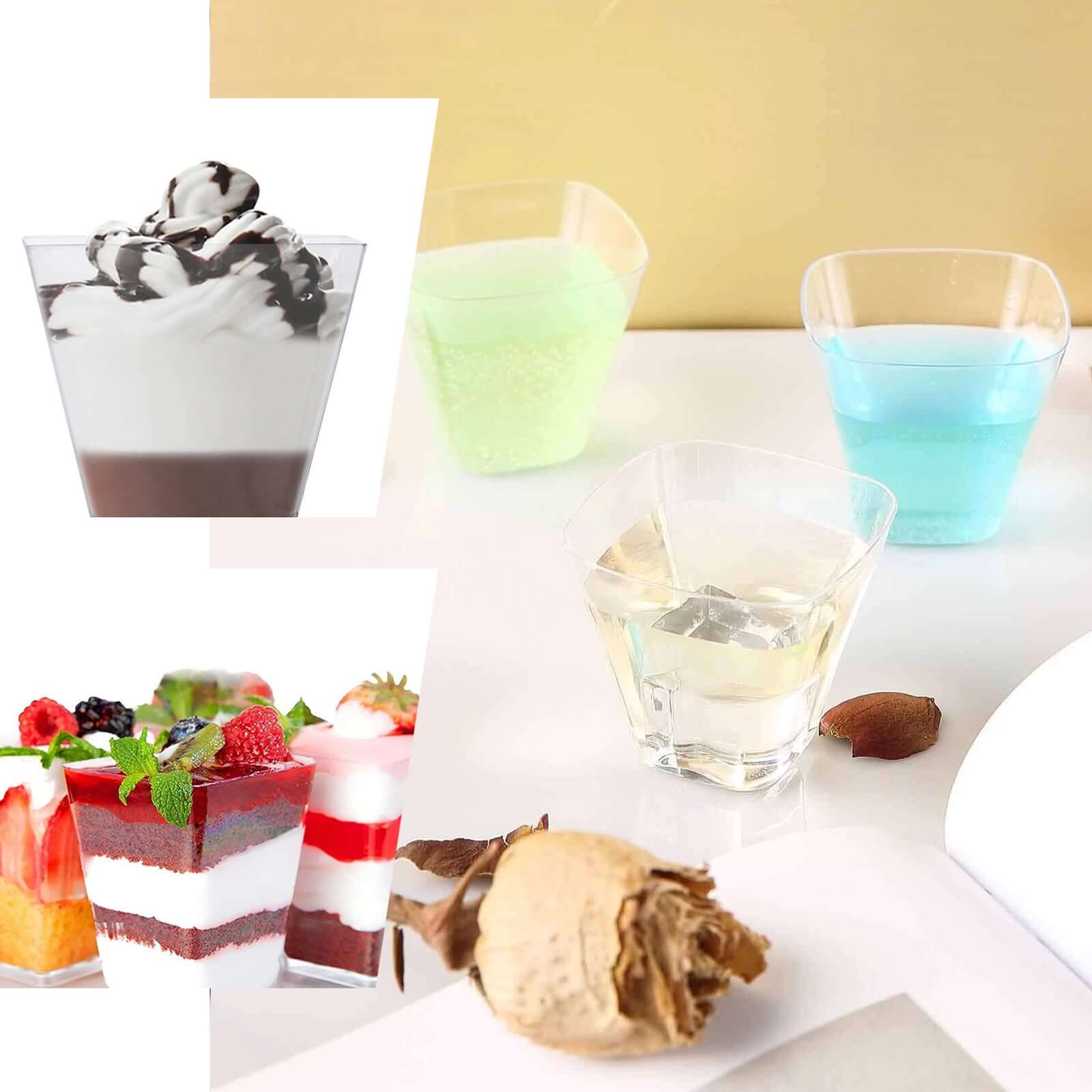 24-Pack Plastic Dessert Cups 4oz Clear Rounded Cube - Disposable Cups for Snacks - Image 5