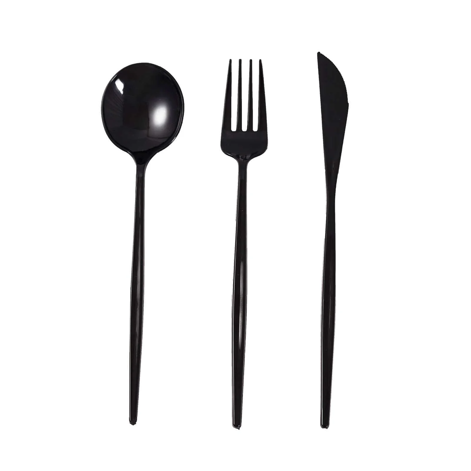 24-Pack Plastic Flatware Set 8" Black with Sleek Modern Design - Premium Disposable Silverware - Image 7
