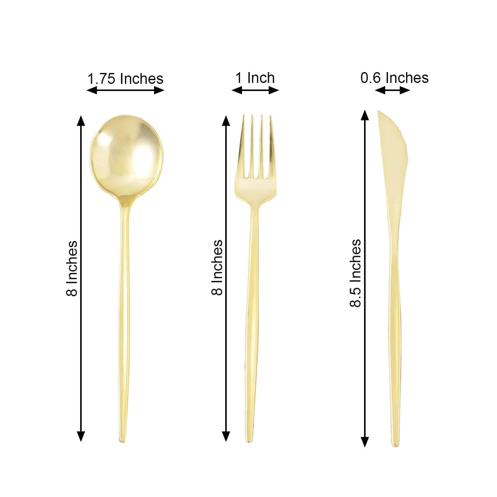 24-Pack Plastic Flatware Set 8" Gold with Sleek Modern Design - Premium Disposable Silverware - Image 3