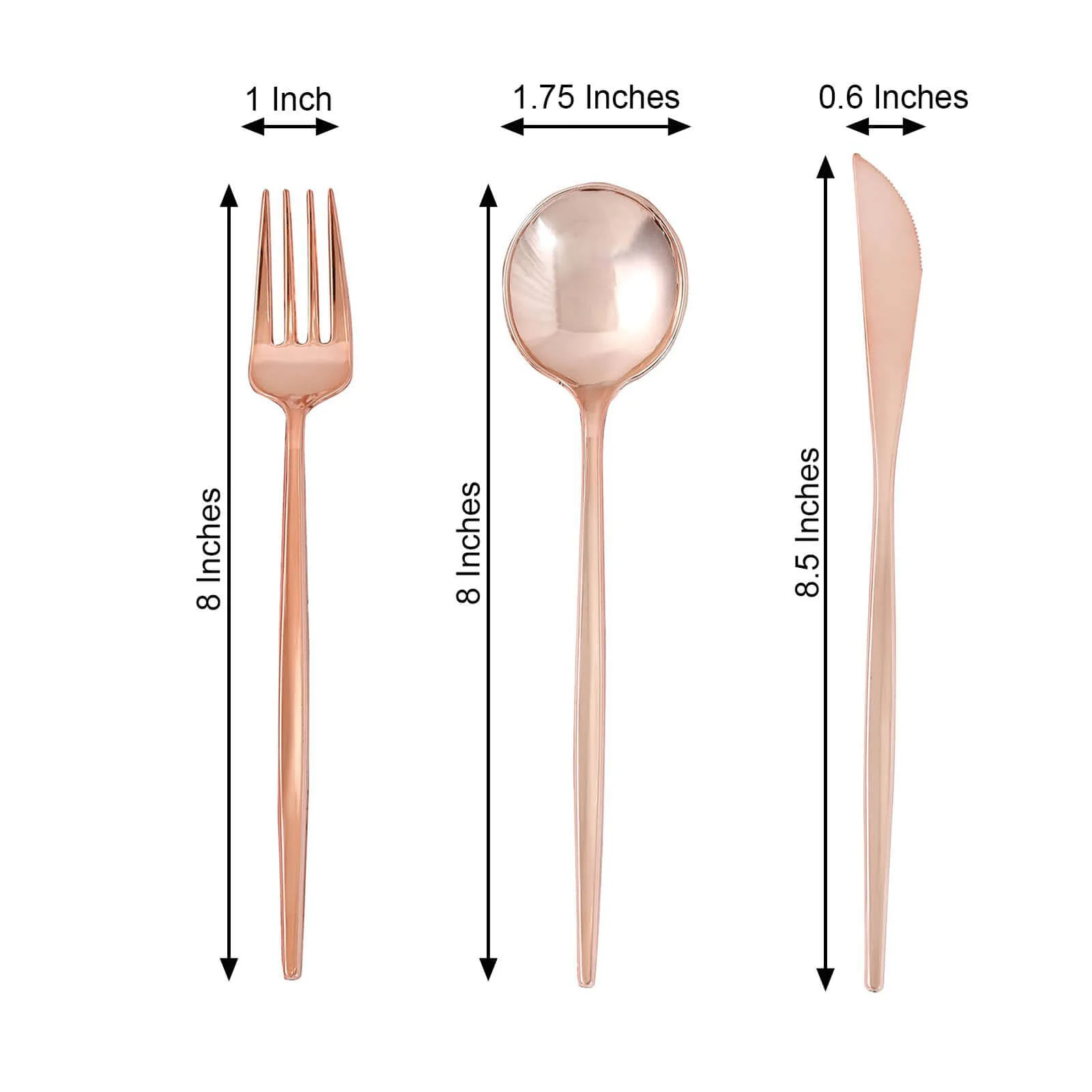 24-Pack Plastic Flatware Set 8" Rose Gold with Sleek Modern Design - Premium Disposable Silverware - Image 3