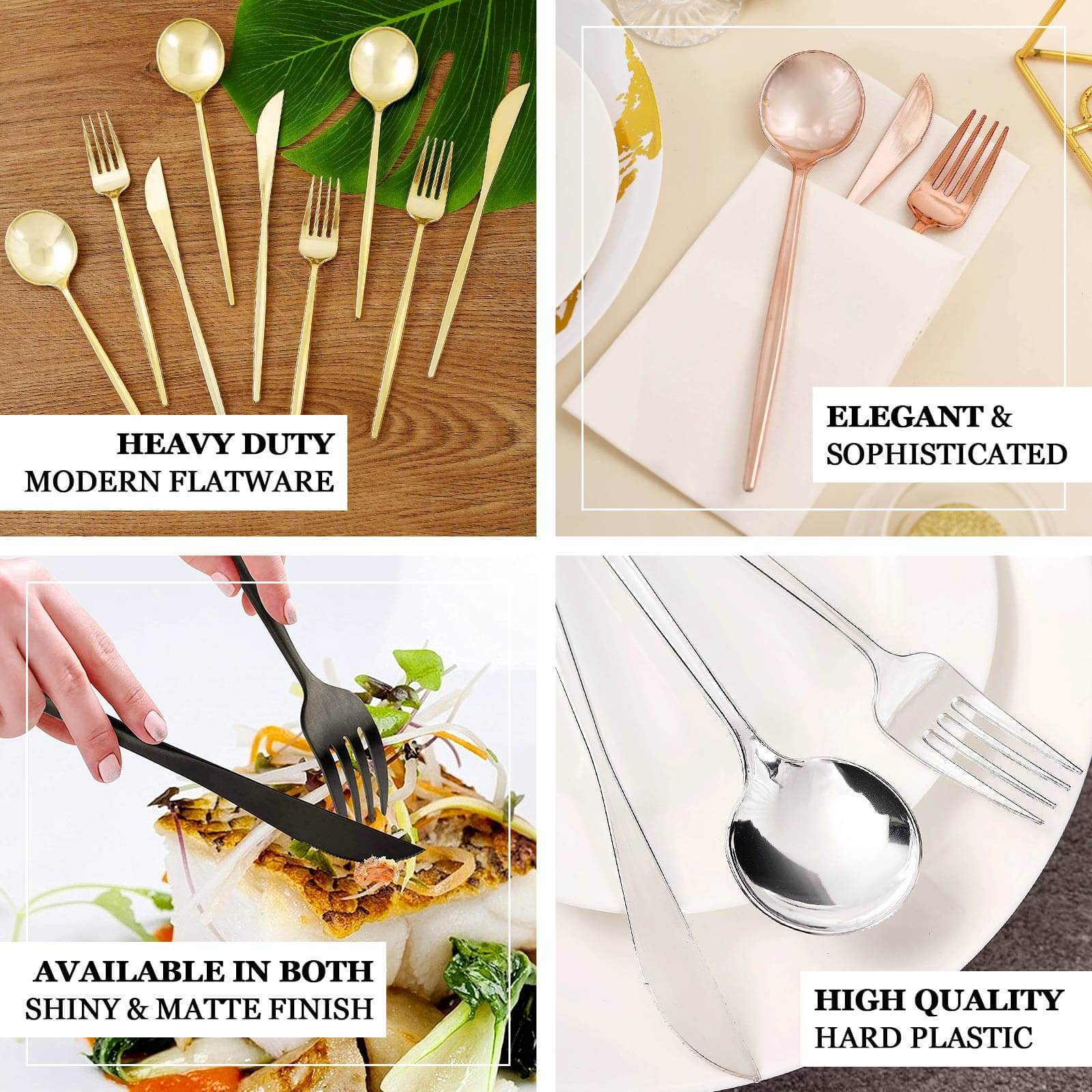 24-Pack Plastic Flatware Set 8" Rose Gold with Sleek Modern Design - Premium Disposable Silverware - Image 4