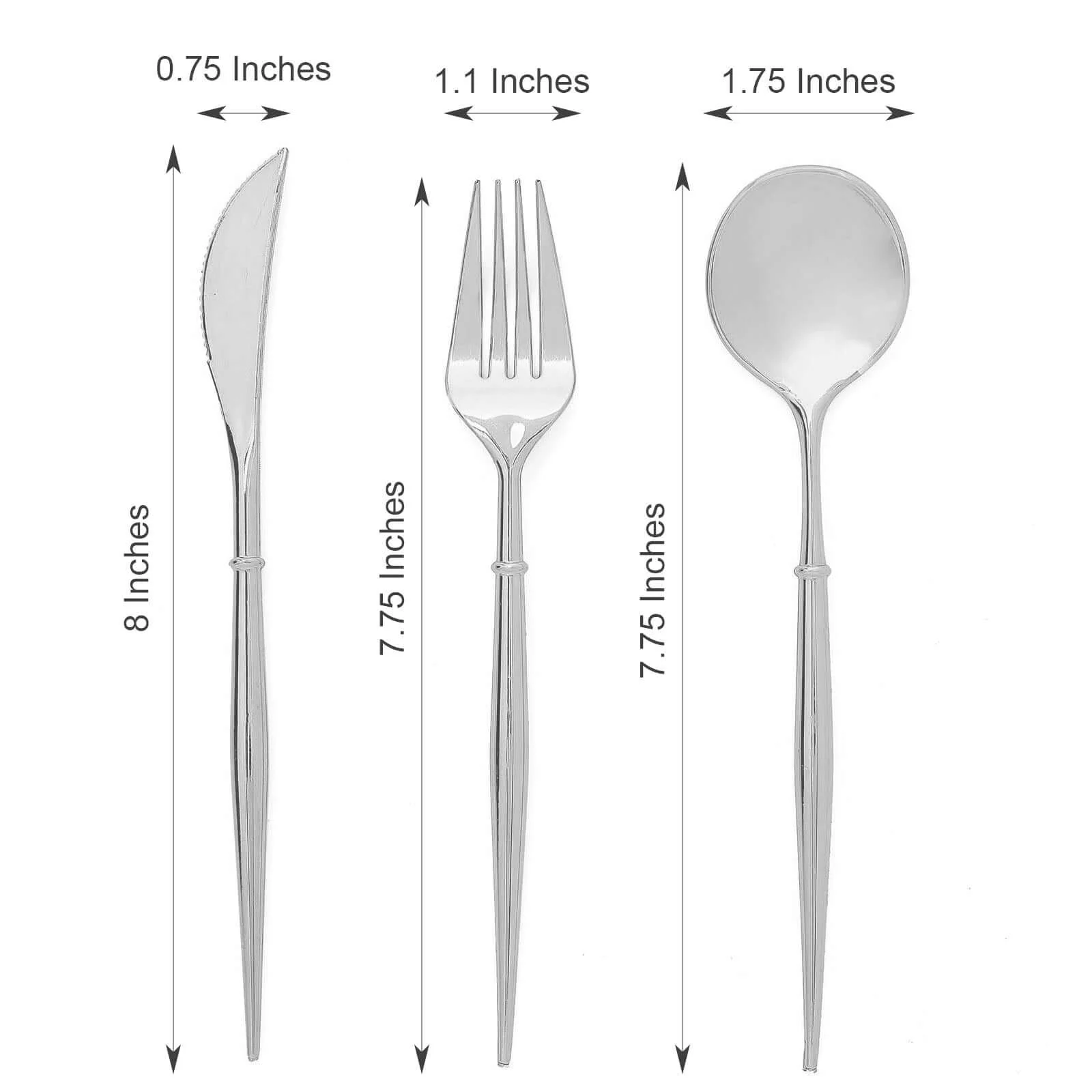 24-Pack Plastic Flatware Set 8" Silver - Modern Heavy Duty Disposable Silverware - Image 3