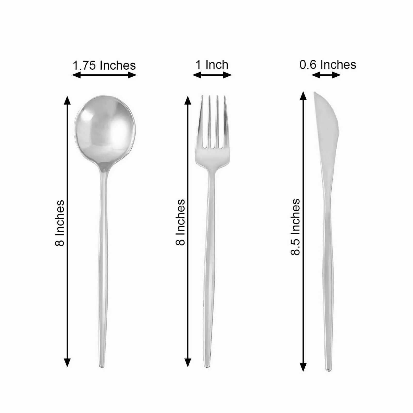 24-Pack Plastic Flatware Set 8" Silver with Sleek Modern Design - Premium Disposable Silverware - Image 3